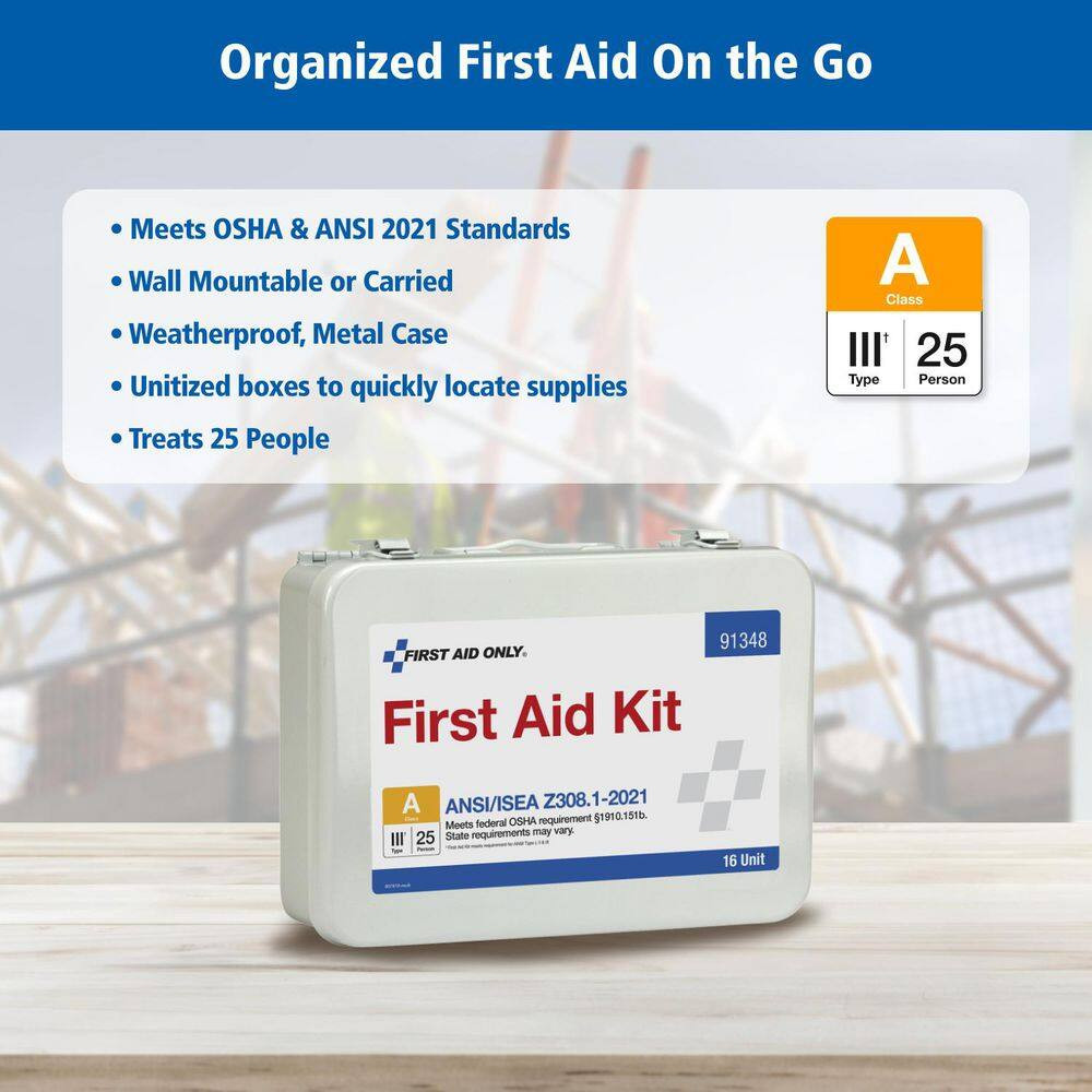 25-Person 2021 ANSI a 16-Unit Metal First Aid Kit, 83-Pieces