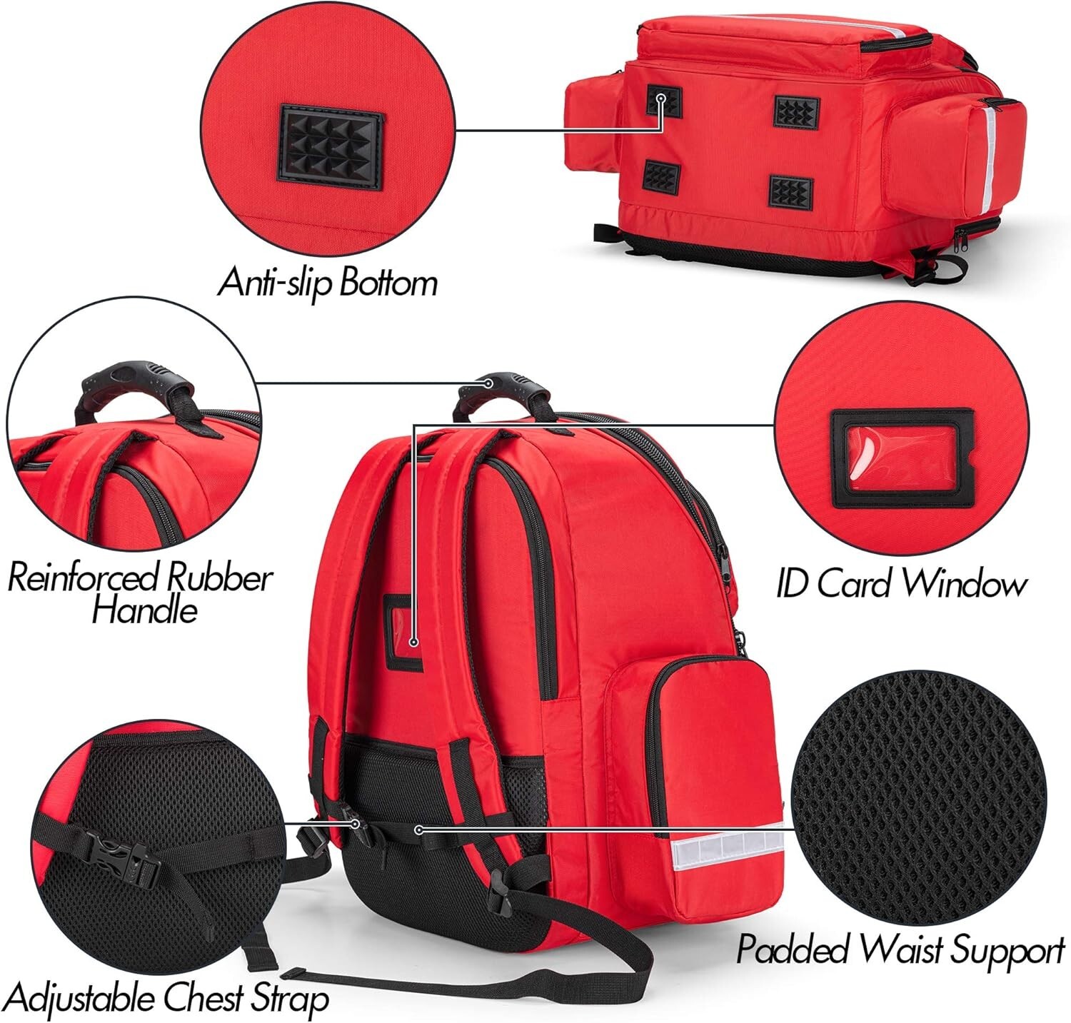 Trauma First Responder Bag Medical Emergency Kit Storage Jump Pack for EMT Po…