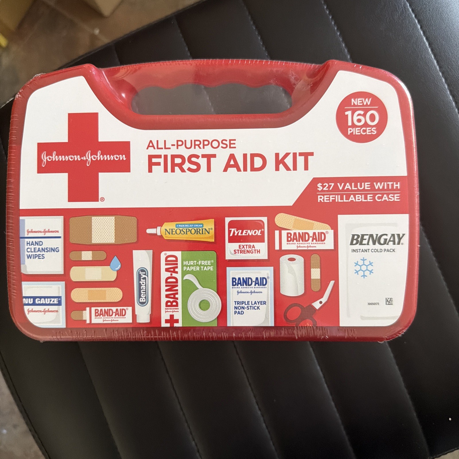 Johnson and Johnson 160 Count All Purpose Emergency First Aid Kit Portable