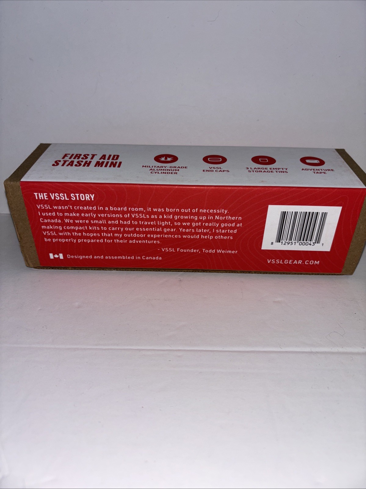 VSSL Mini First Aid Stash Aluminum Cylinder, End Caps, 3 Storage Bins & Tape