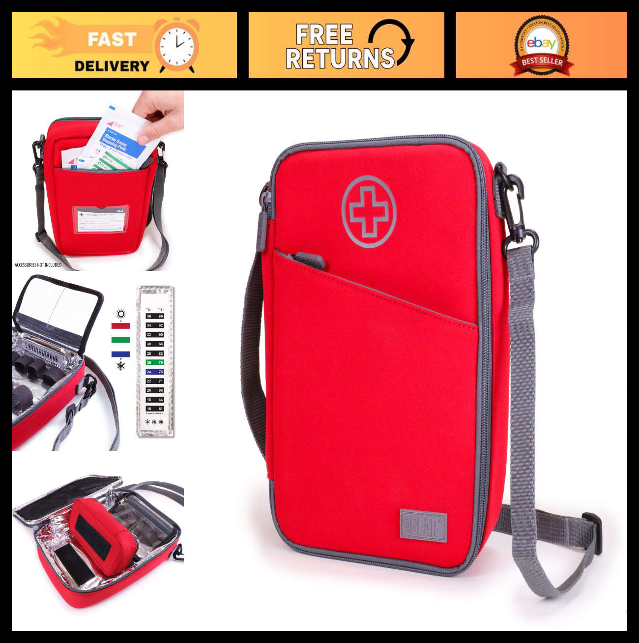 Insulated Travel Medicine Bag – Medical Carry Case for Pill Bottles & Supplies