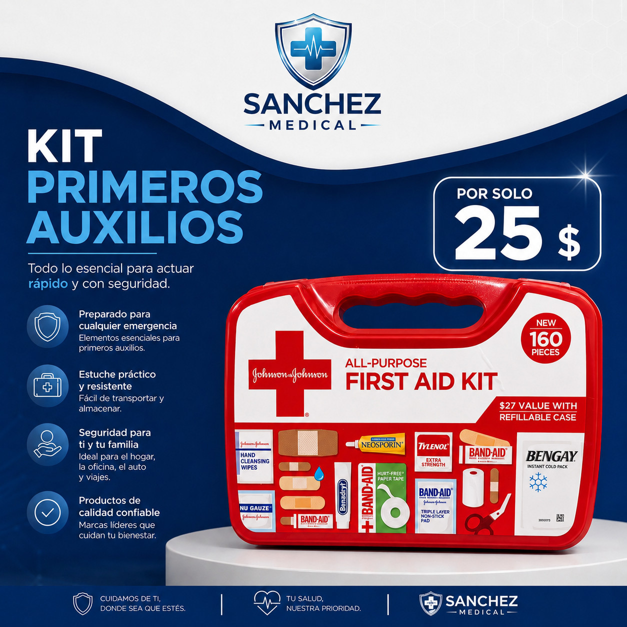 Sanchez Medical First Aid Kit Emergency Family Travel 160 Pieces