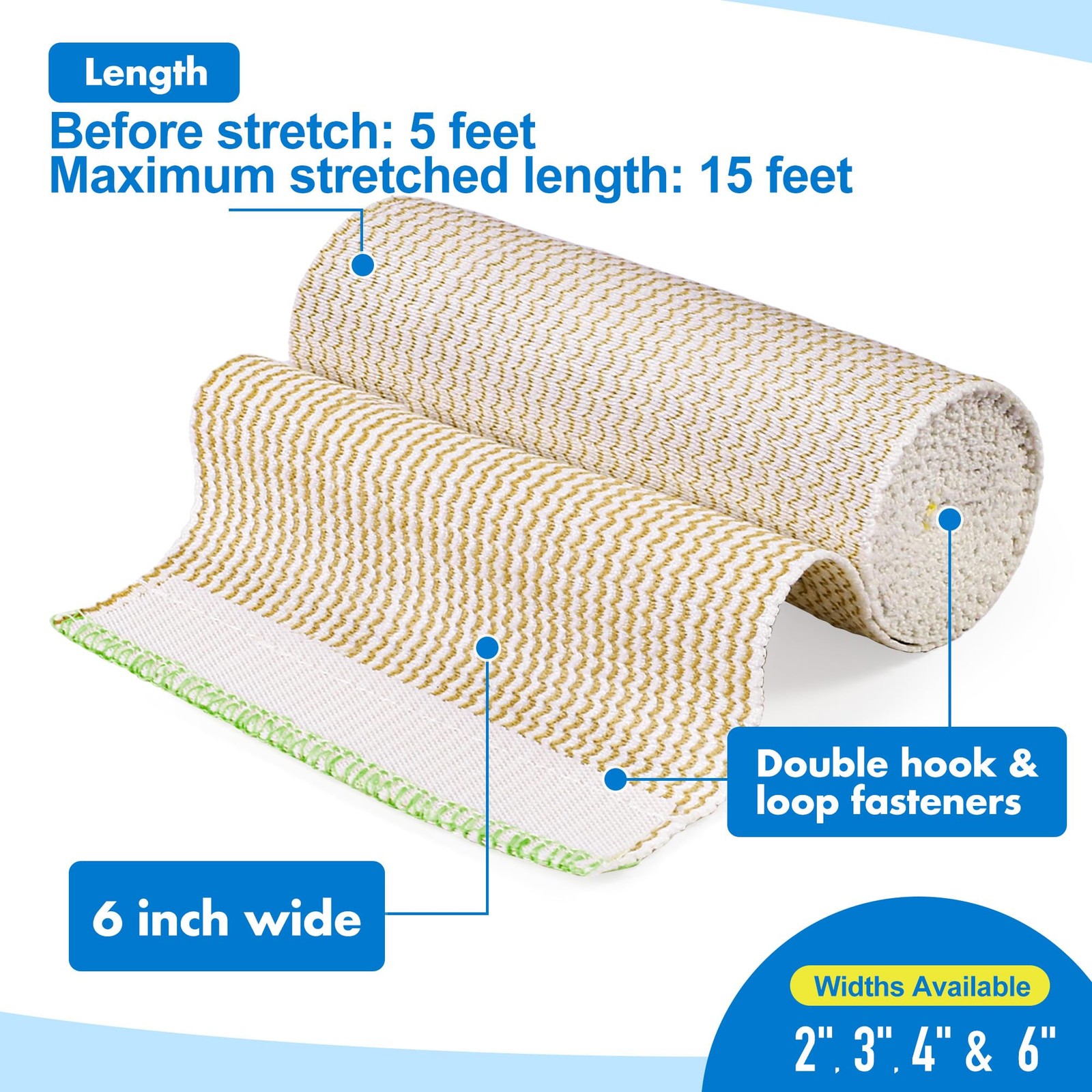 LotFancy Elastic Bandage Wrap, 4 Pack 6 Inch 6 x 15 Feet (Stretched)