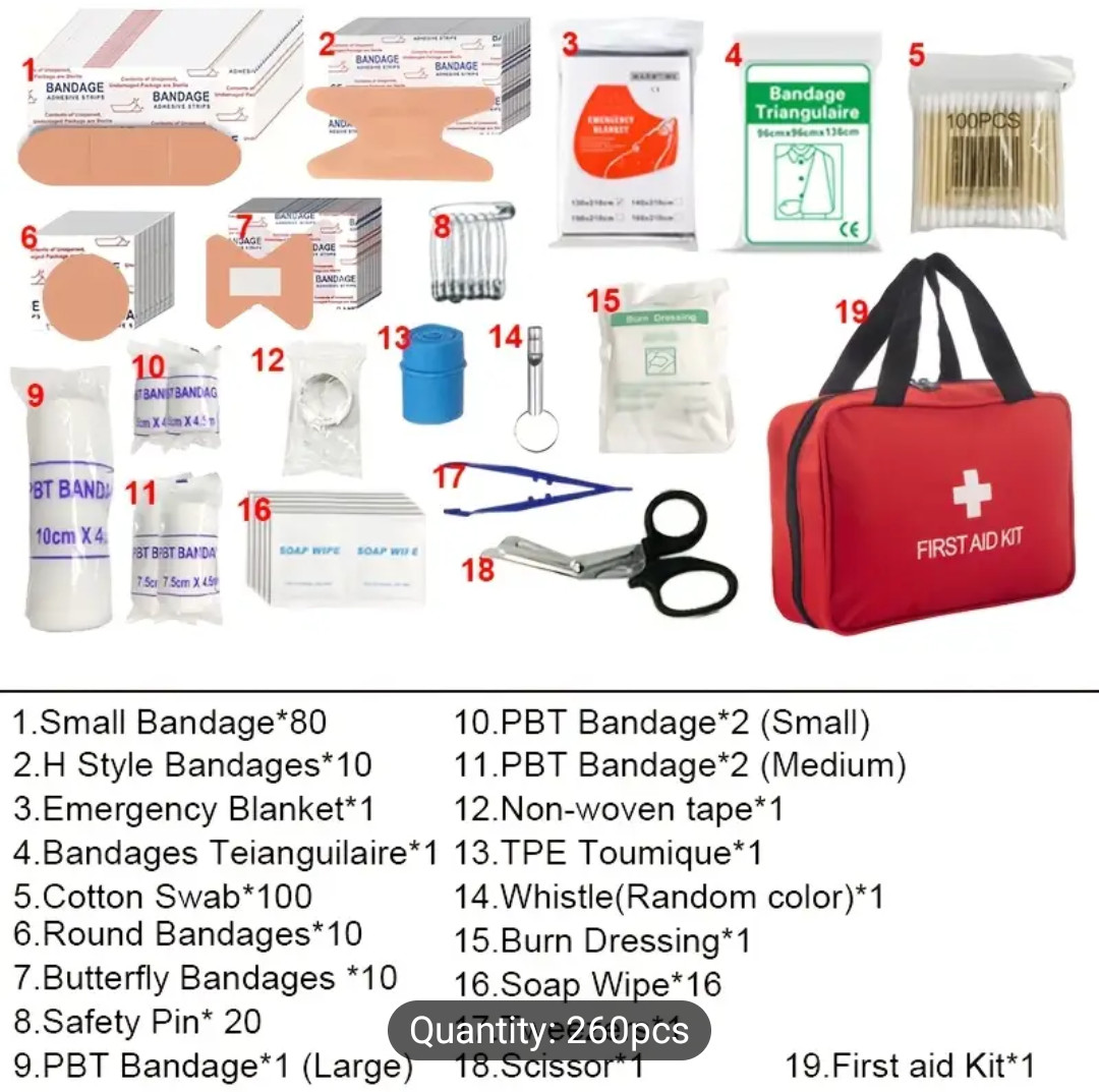 260pcs Deluxe First Aid Kit – Essential Emergency Supplies