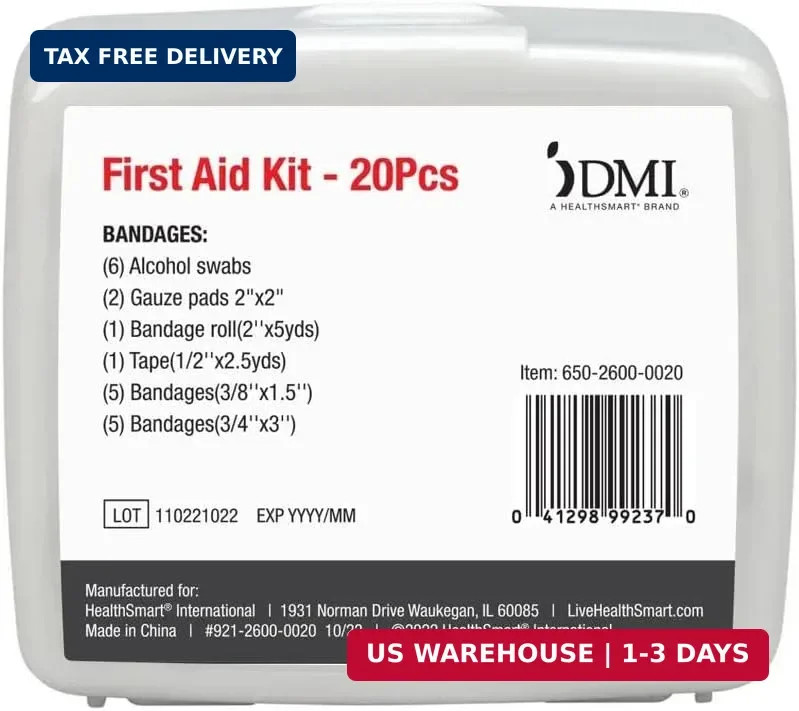 DMI First-Aid Kit, Mini 20-Piece, Small and Compact All-Purpose Use for Minor Cu