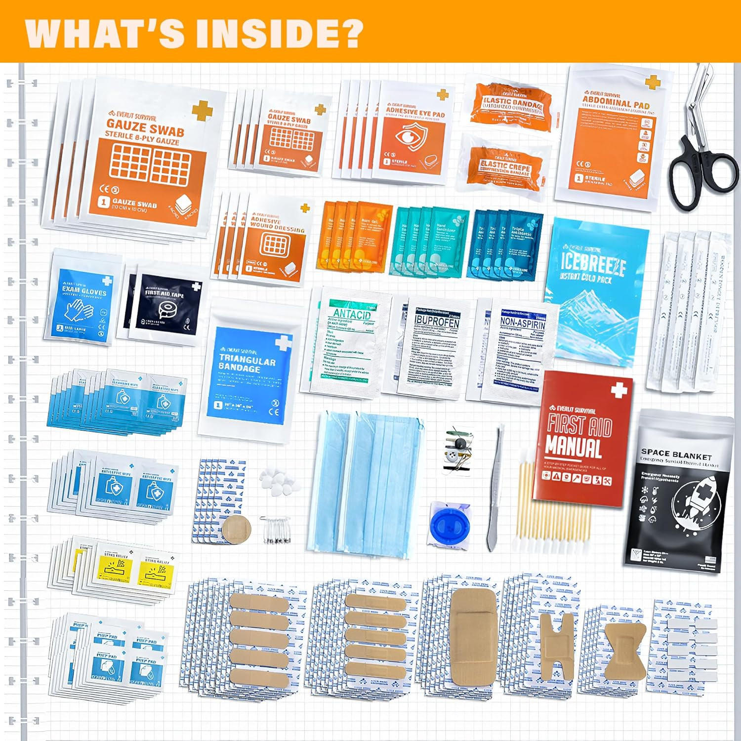 EVERLIT 400 Pcs OSHA Compliant First Aid Kit, Wall-Mountable Essential Emergency
