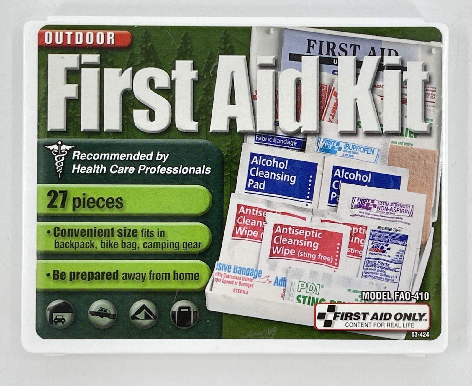 First Aid Only 27 Piece Outdoor First Aid Kit (FAO-410) White Hard Case