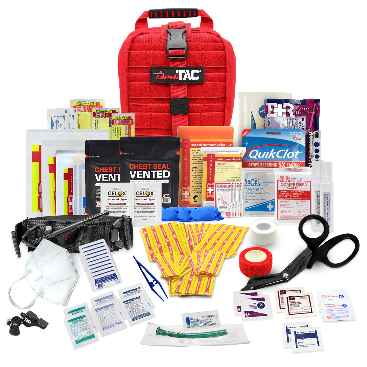 MediTac Small Rip-Away Owl Type Full Tactical Trauma Kit Bandages EMT Shears