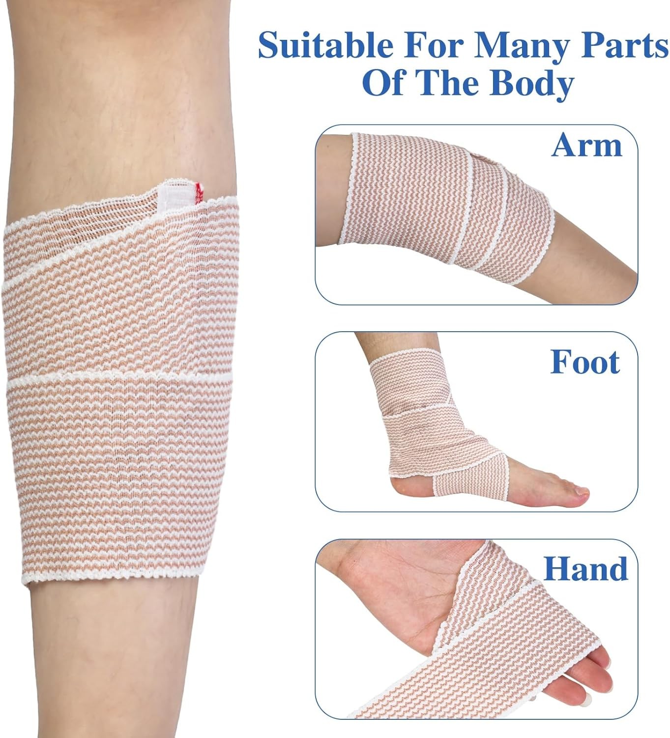 6 Pack Premium Elastic Bandage Wrap, Compression Wrap for Legs,…