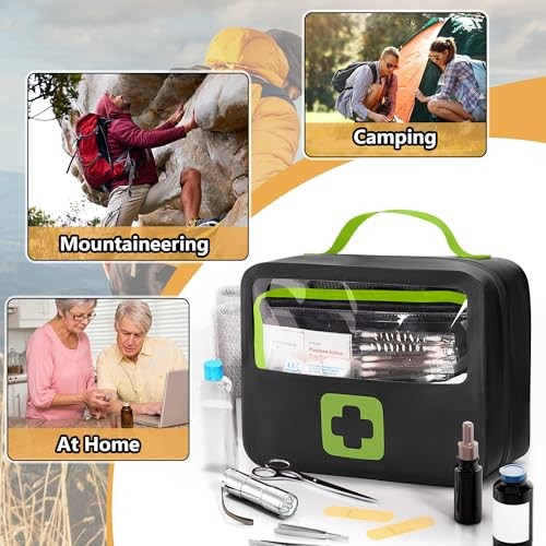 Waterproof Empty First Aid Bag with a Detachable Panel, Small Medical Green