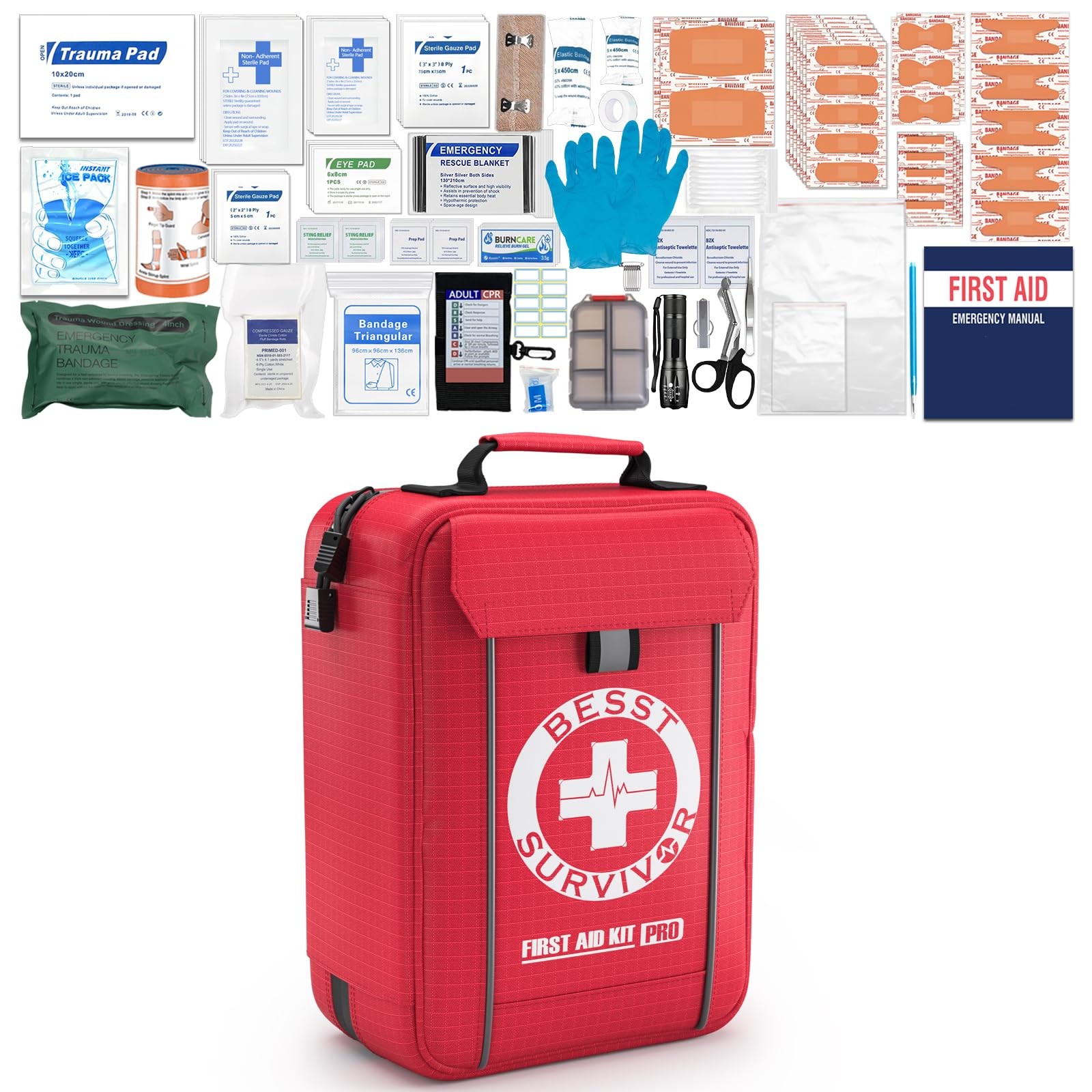 Professional Trauma First Aid Kit – Military-Grade Labelled Compartments