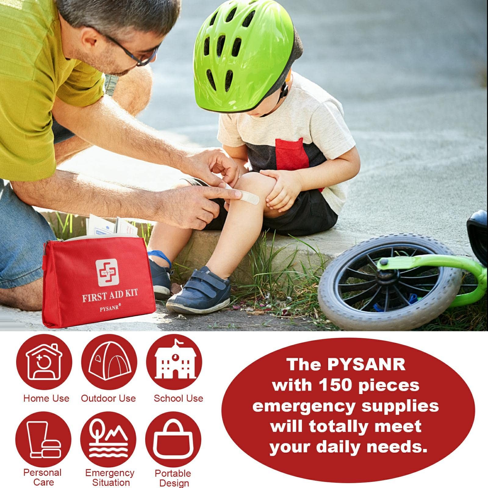 Small First Aid Kit, 150 Piece with Foil Blanket & Scissors, Mini First Aid B…