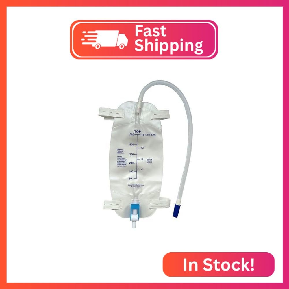 3 Pack Easy-Tap Leg Bag Urinary Drainage Bag, 500 ML with 3 18” Tubing, Anti-Ref