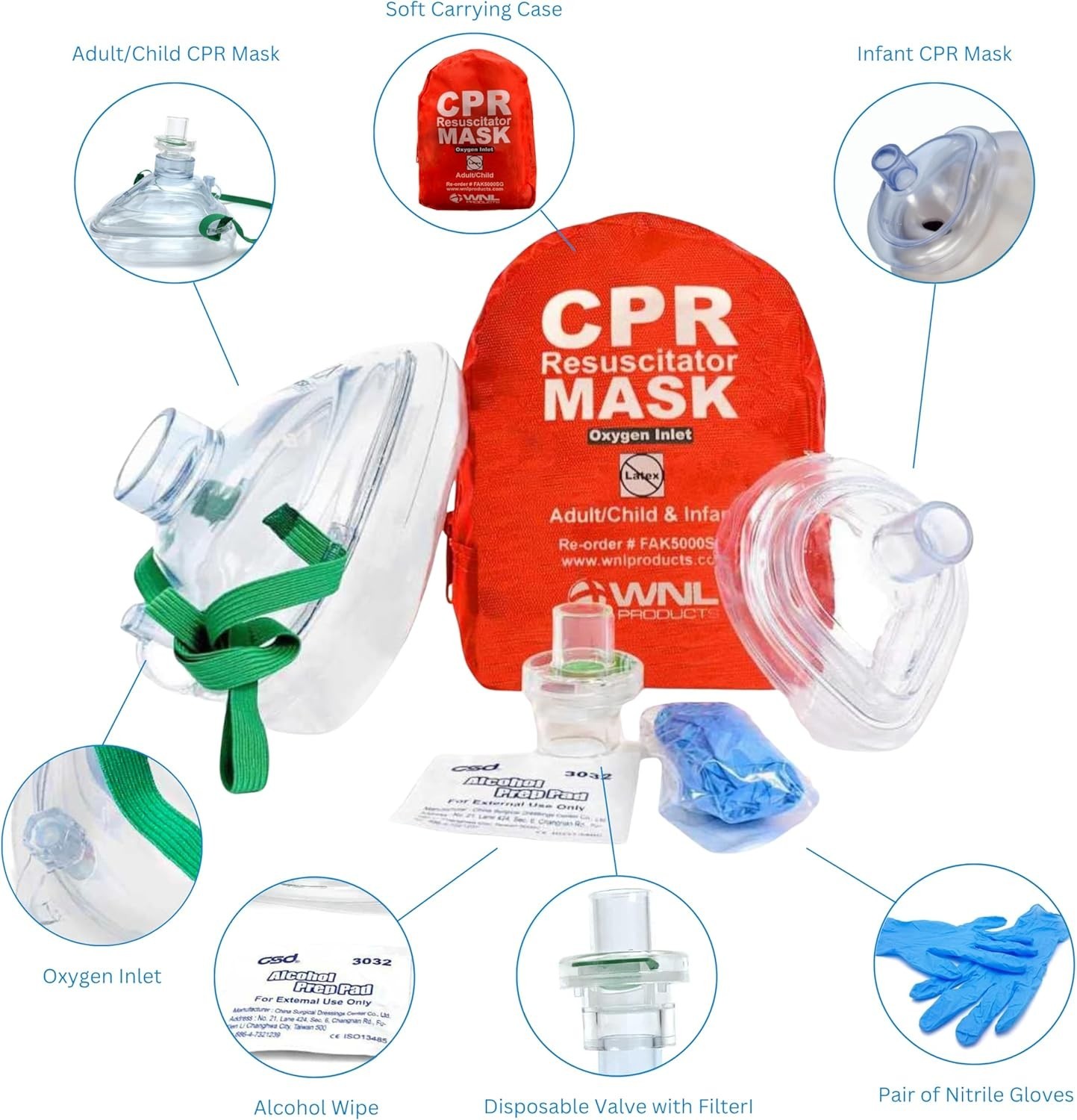 CPR Rescue Mask, Adult/Child & Infant Pocket Resuscitator, Soft Case Kit with…
