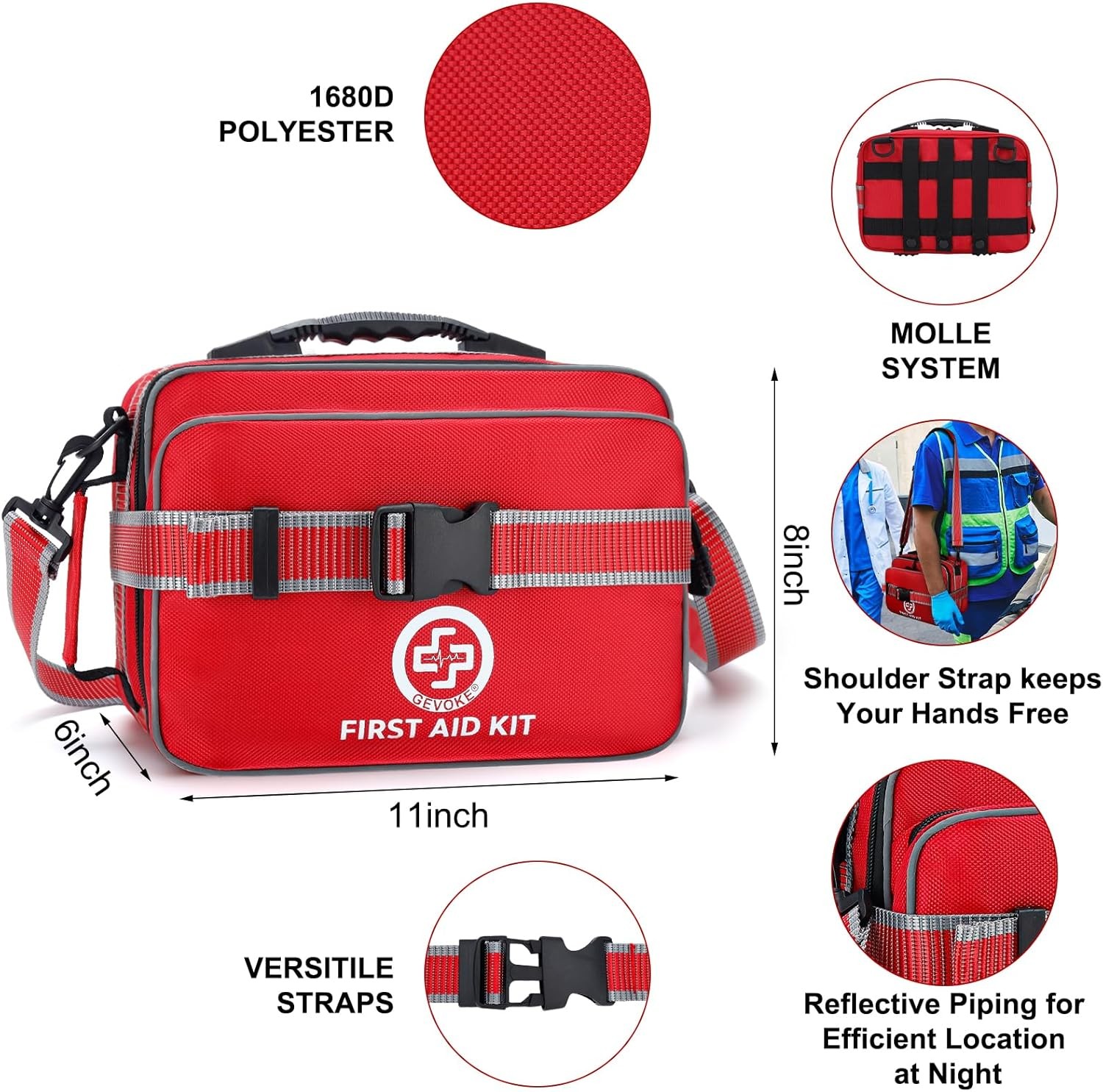Professional 500 Piece Emergency First Aid Kit for Home, Car, Travel, Camping, T