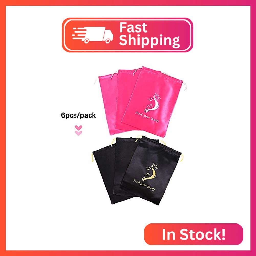 6 Pcs Wig Storage Bags with Drawstring Wig Travel Bag Drawstring Statin Bags Lar