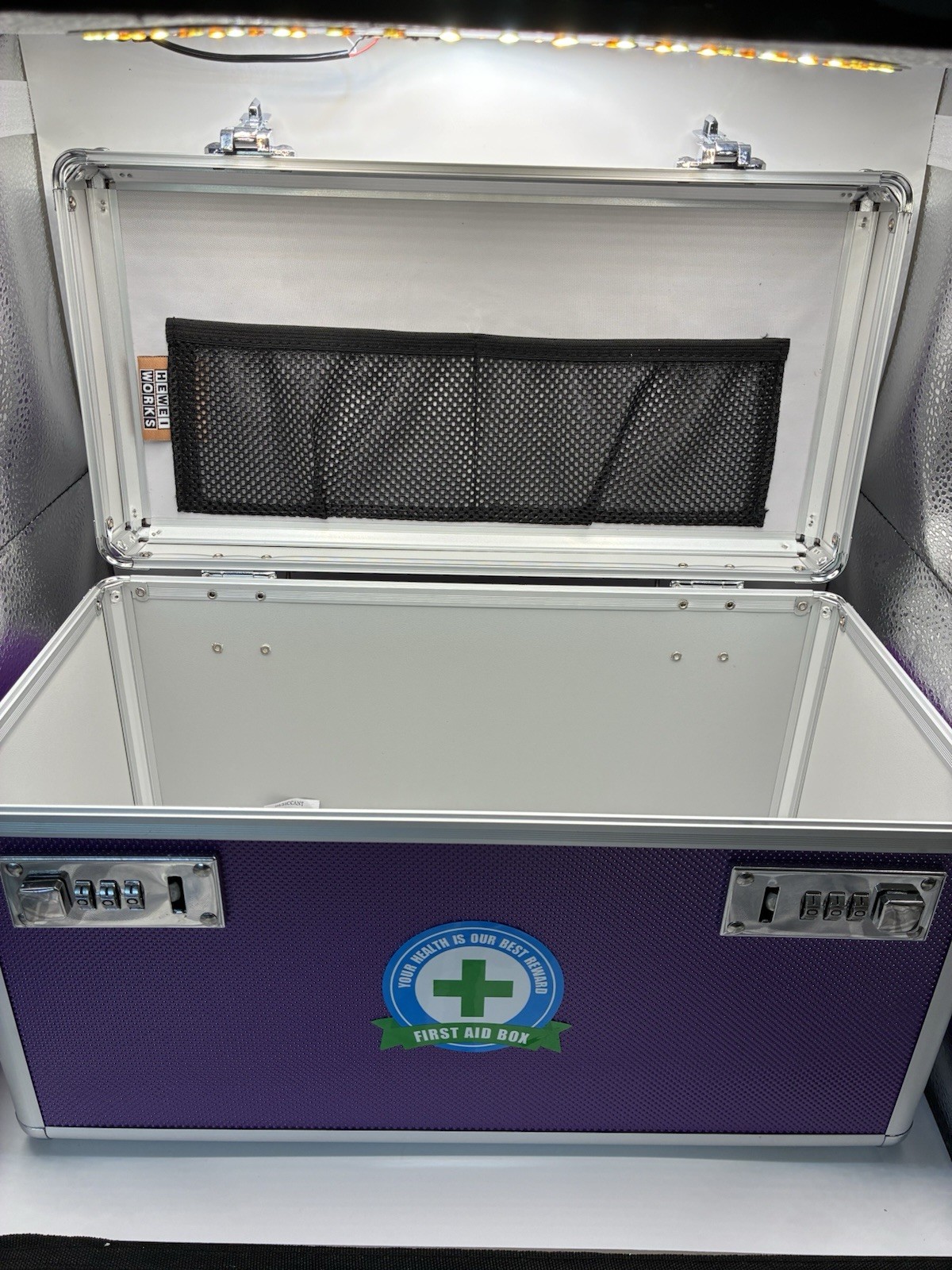 Large Capacity Locking Medicine Storage Box w/ Combination Locks Purple