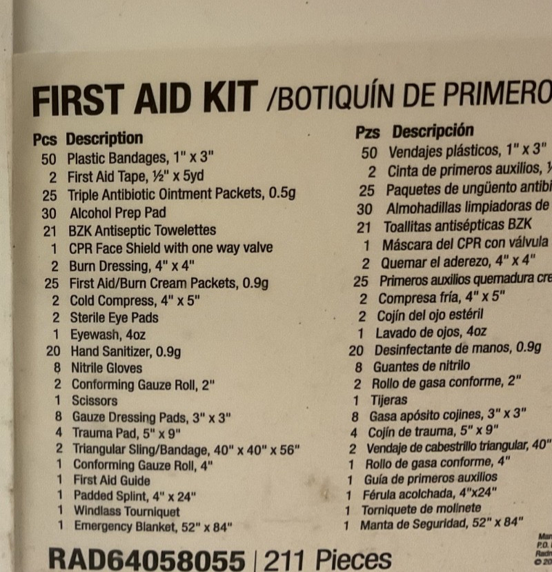 50 Person Radnor First Aid Kit Class B ANSI Compliant RAD64058055 Plastic Case