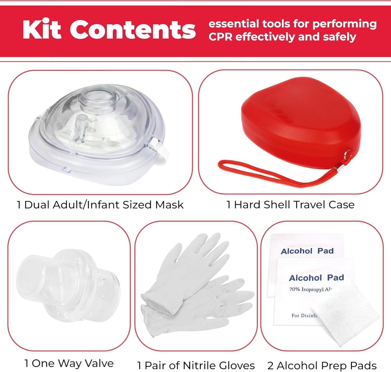 CPR Rescue Mask, Adult/Child Pocket Resuscitator, Hard Case with Wrist Strap …