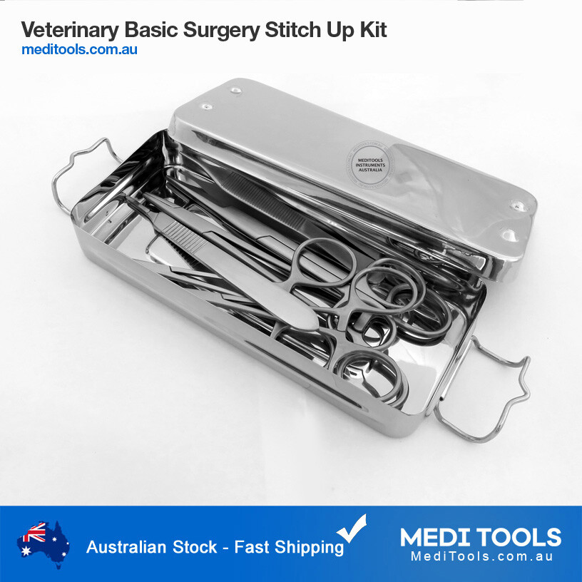 Veterinary Stitch Up Kit, Surgery, Suture Kit, Needle Holder, Forceps, Premium