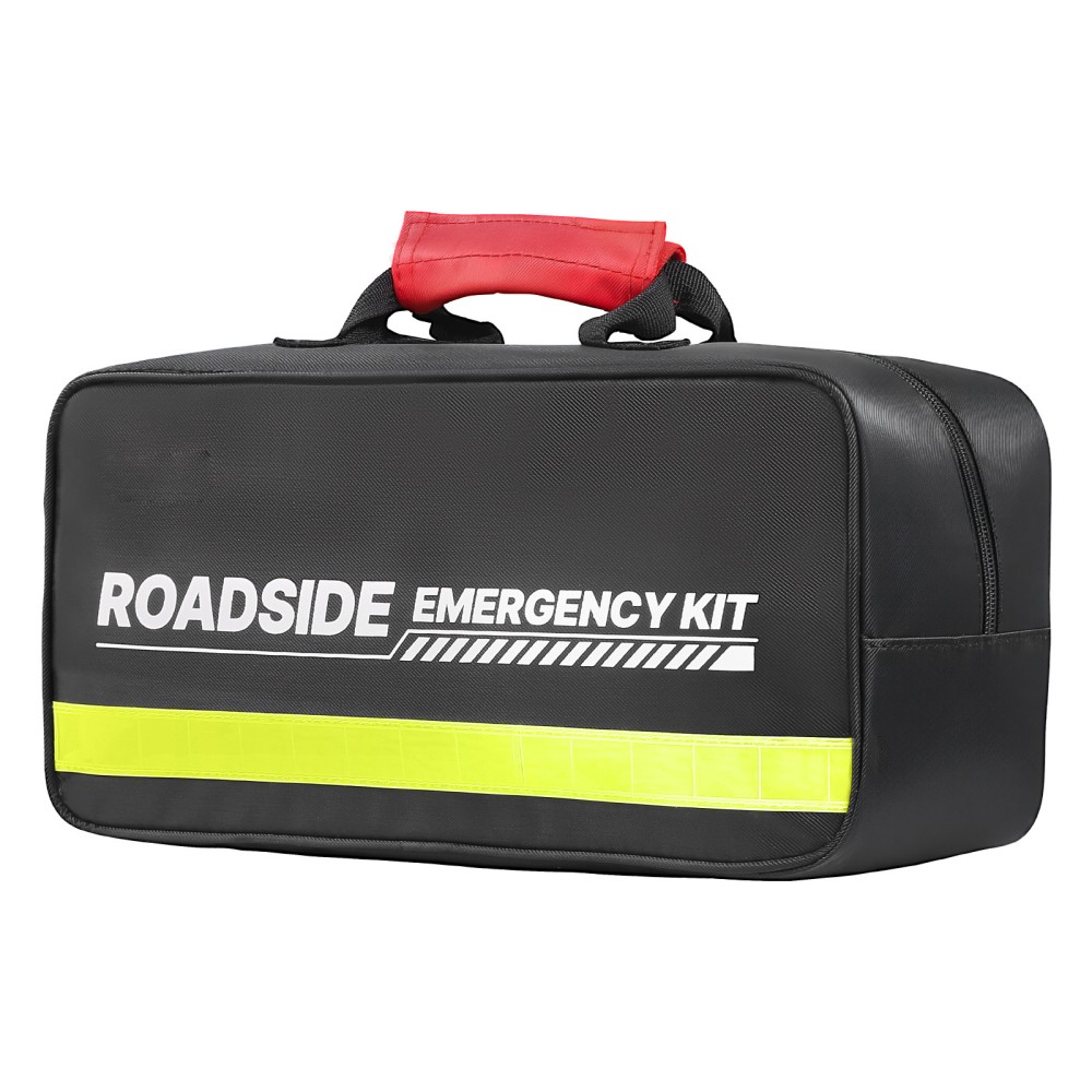 32Pc Car Emergency Roadside Kit Jumper Cable 12V Air Pump First Aid Box Bag
