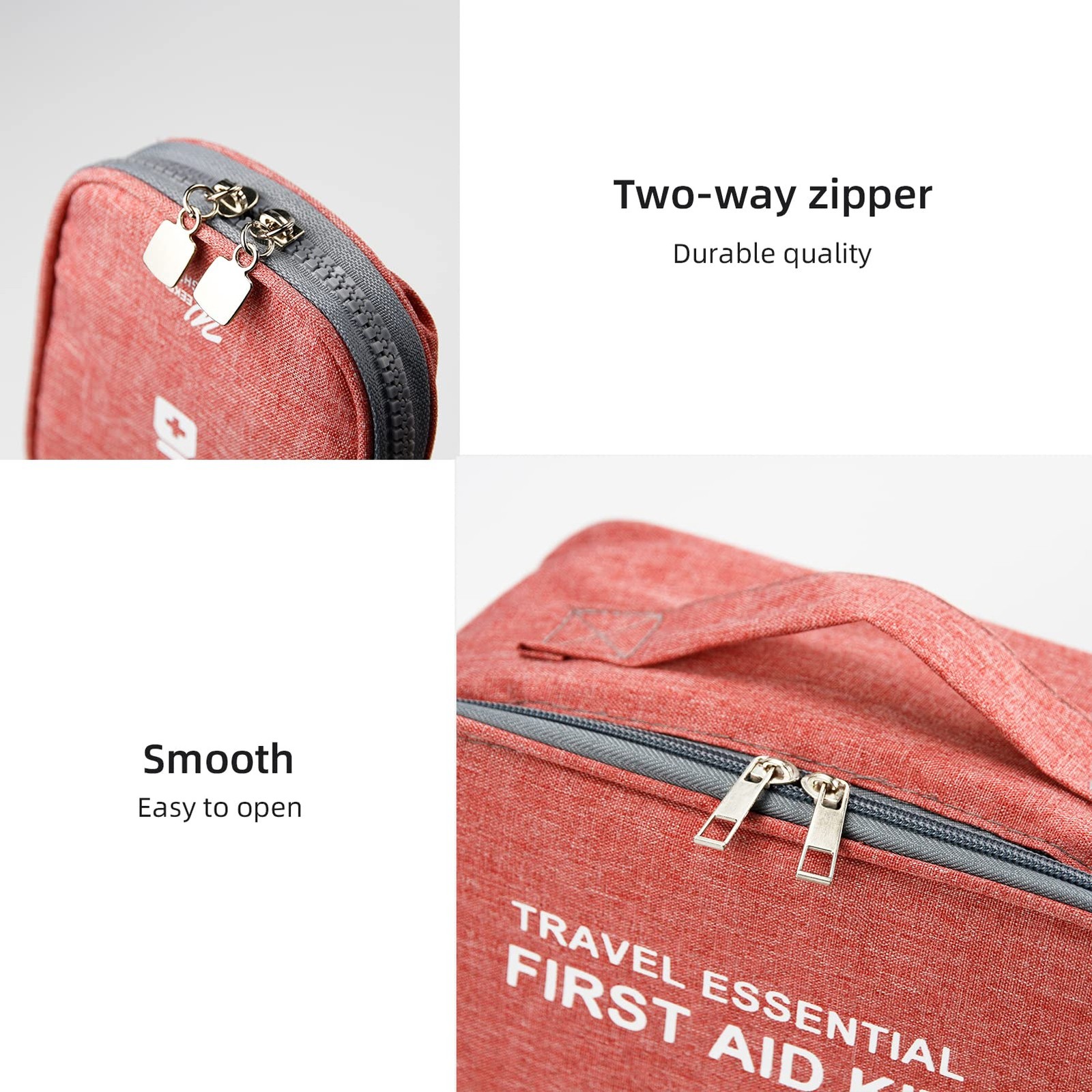 TOPASION Empty First Aid Bags, Travel Medicine 2 Piece Set, Cationic Wine Red
