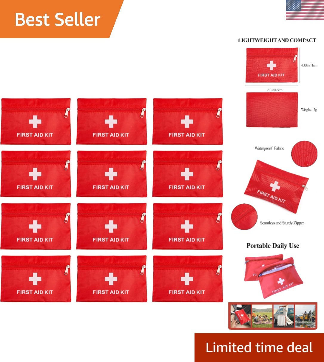 First Aid Bag Empty,Mini First Aid Pouch Empty,Mini First Aid Kit Bulk,Zipper…