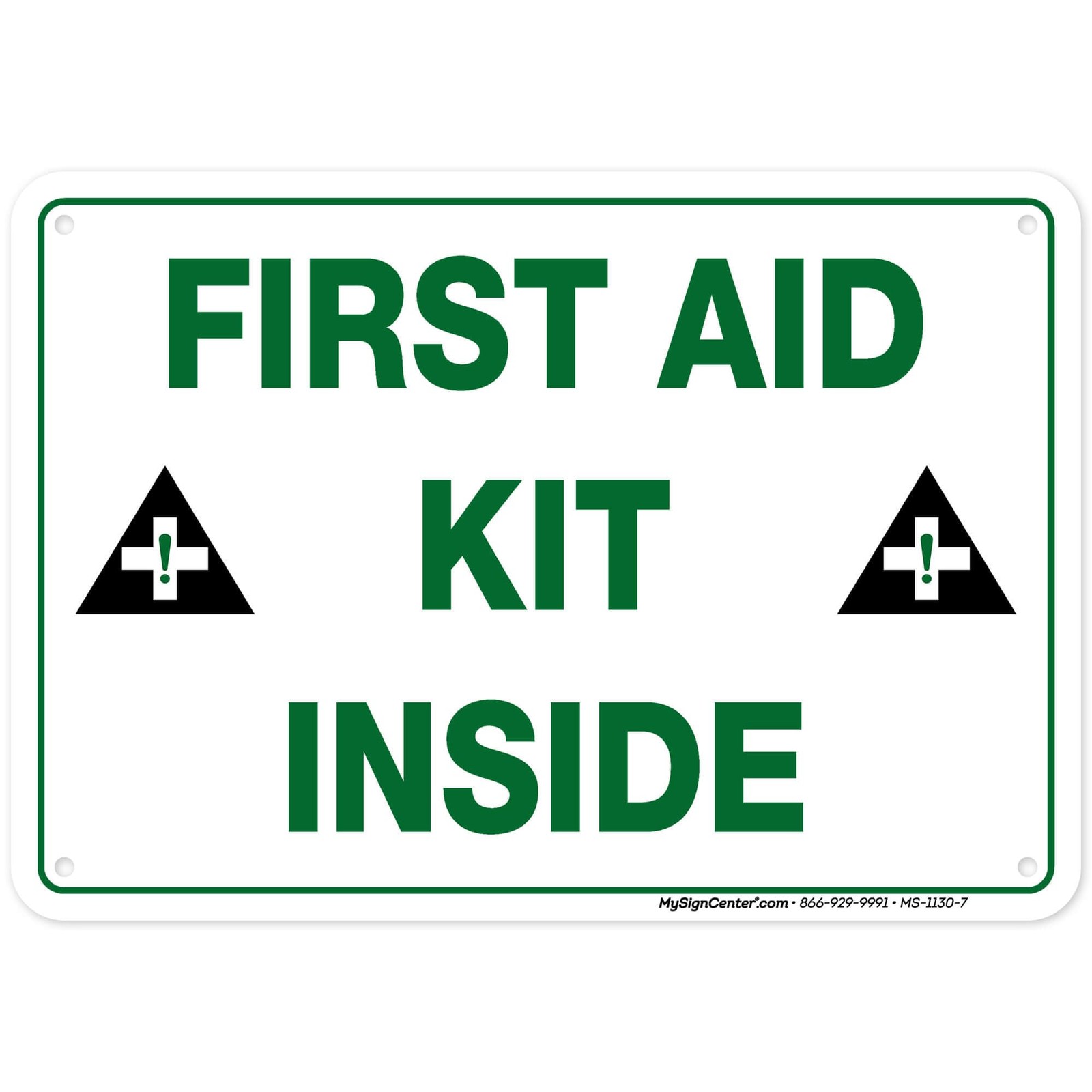 First Aid Kit Inside Sign, 7" x 10" 0.40 Aluminum, Fade 7×10 White