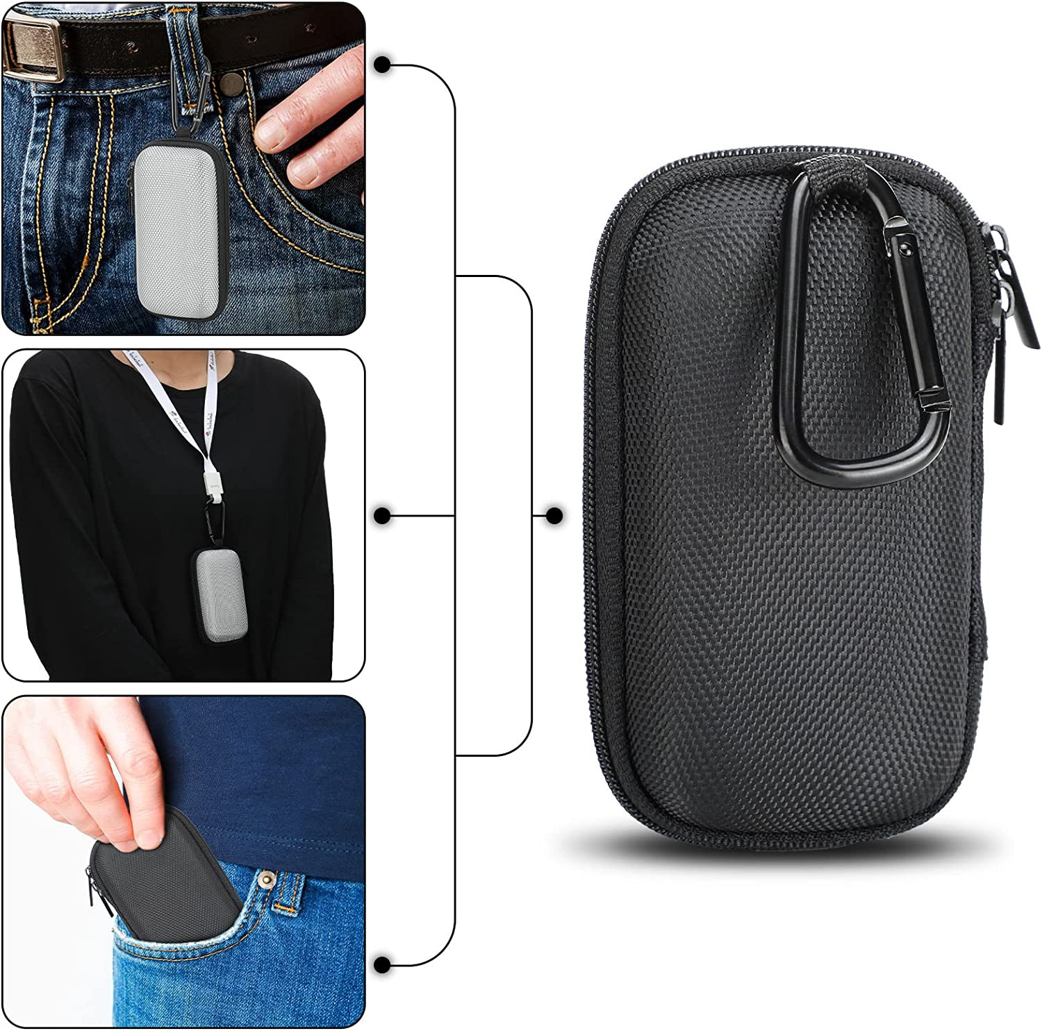 4 Pcs Asthma Inhaler Travel Case Hearing Aid Case Earbud Case Portable Zipper Ca