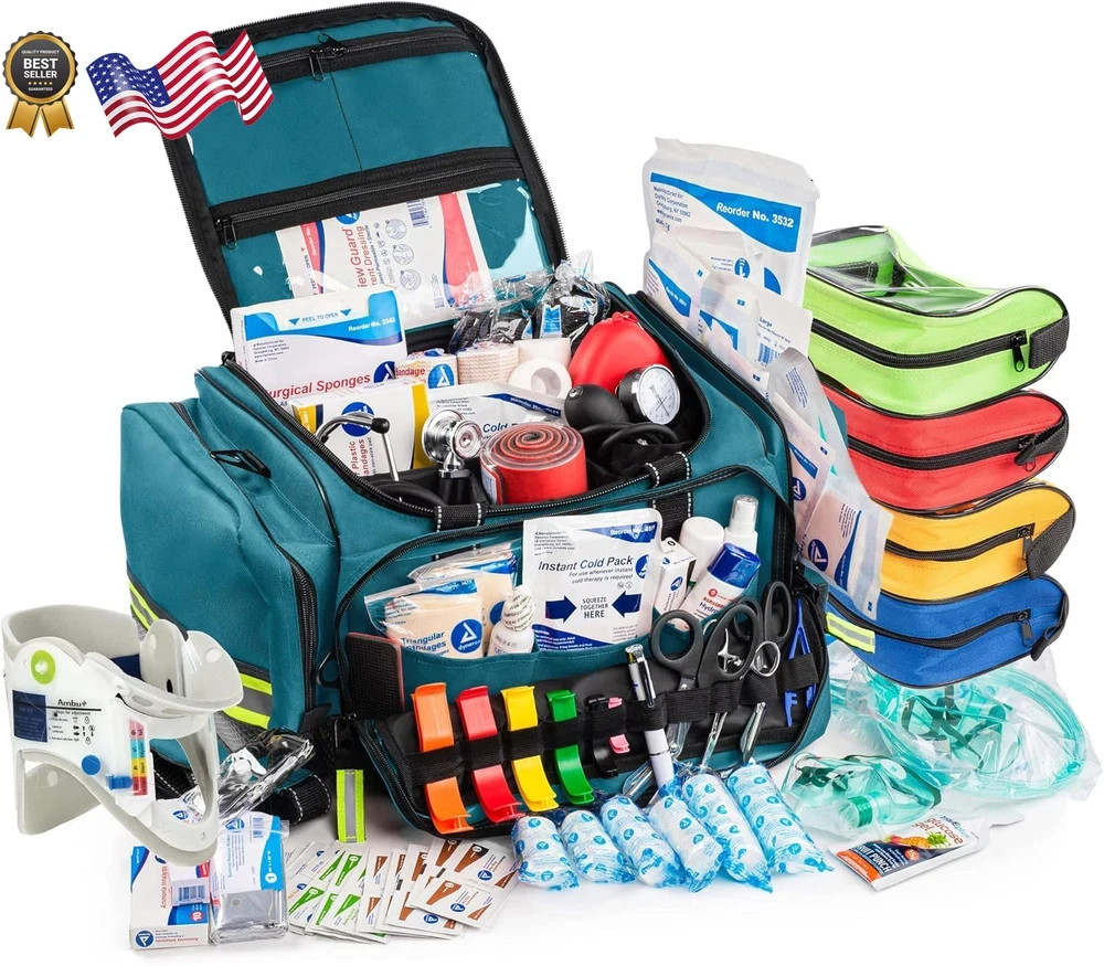 First Responder Bag Fully-Stocked Professional Advanced EMT/EMS Trauma Kit