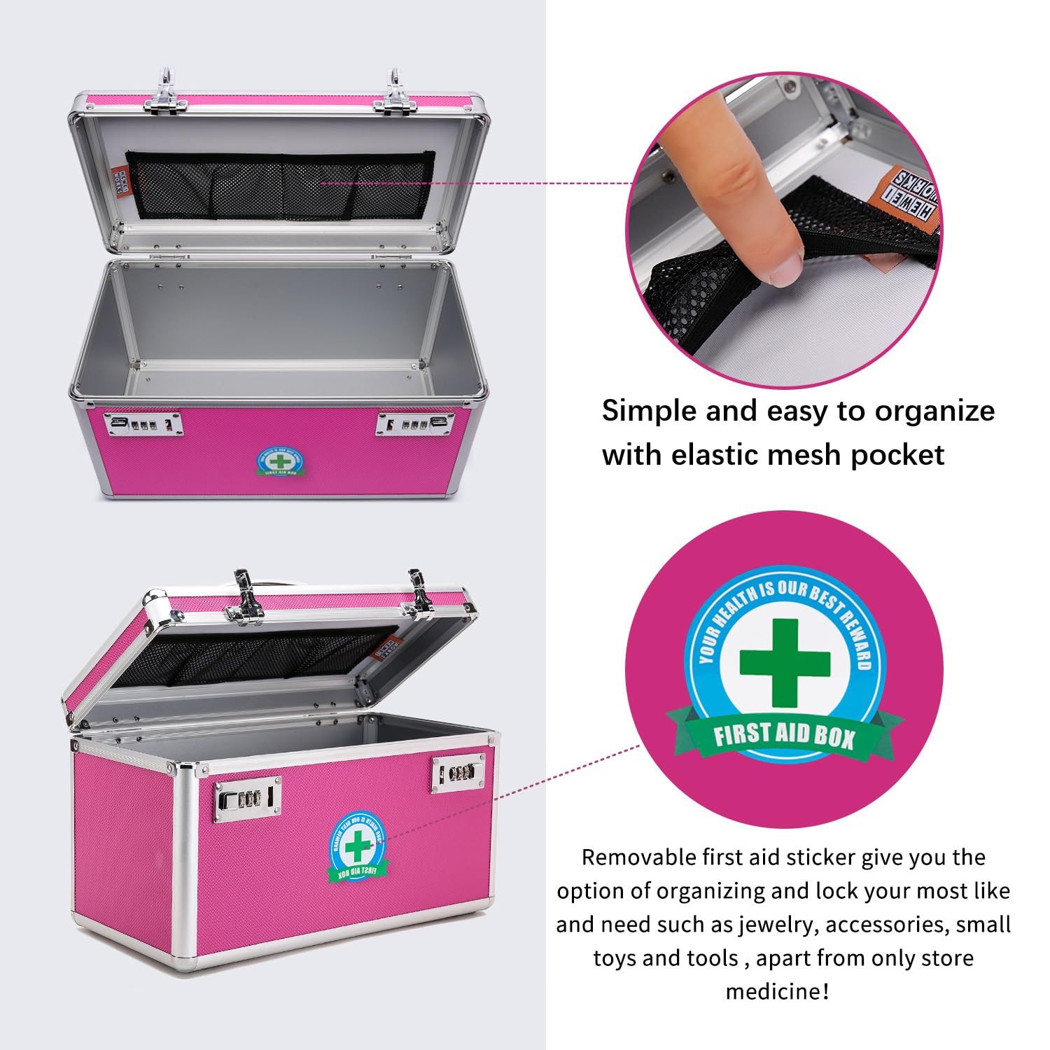 Locking Box with Portable Storage Case, 15"x 8.7"x 9.3"，Childproof Medicat…