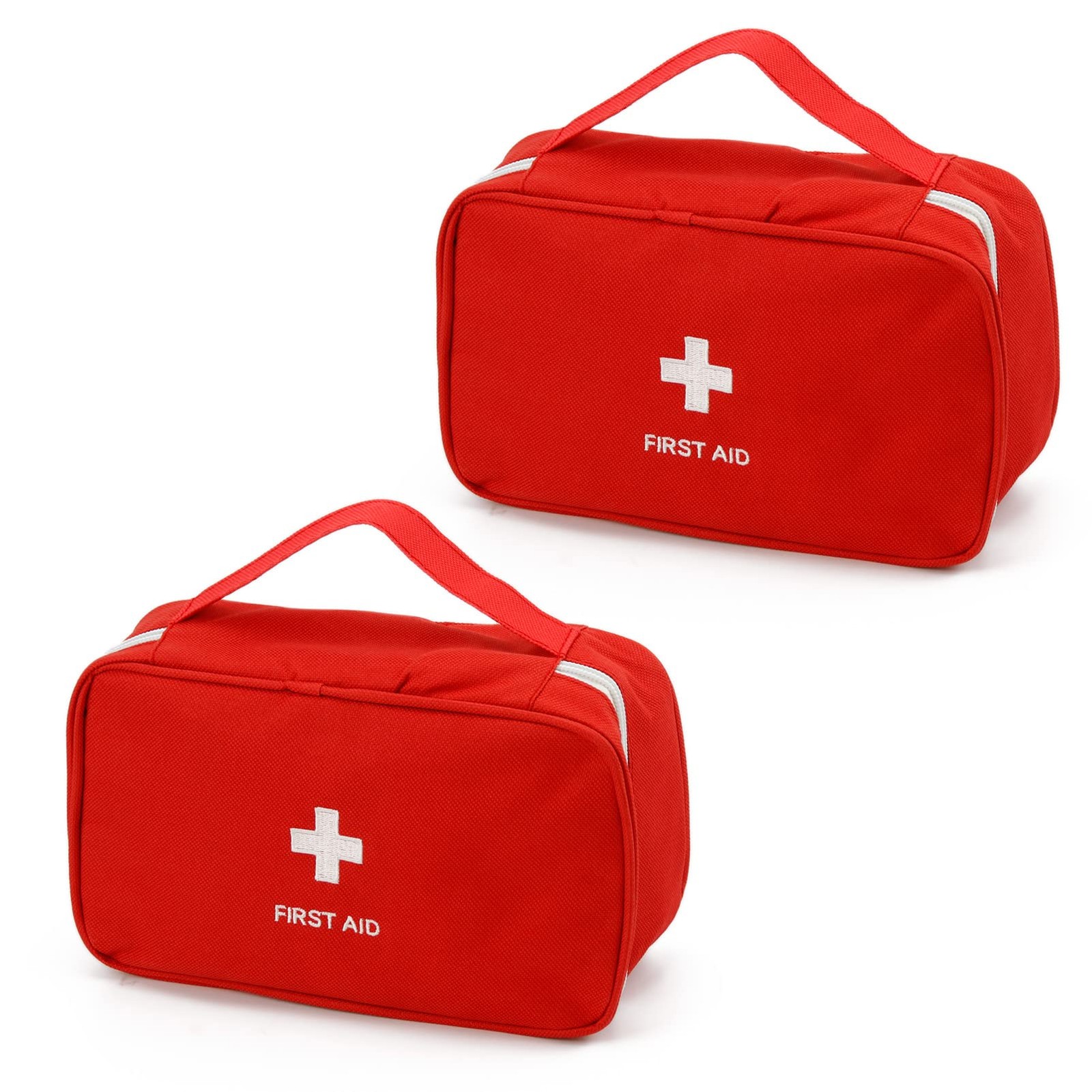 TOPASION Portable Empty First Aid Kit Bag, Travel 9x3x5 inches, 2 Pieces Red