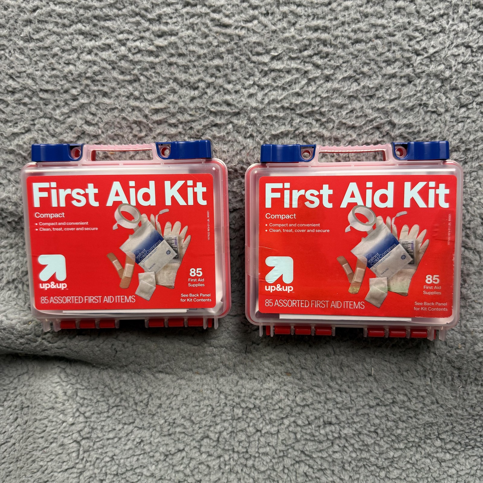 Up & Up First Aid Kit Compact 85 Piece Assorted Lot 2 Emergency Red New