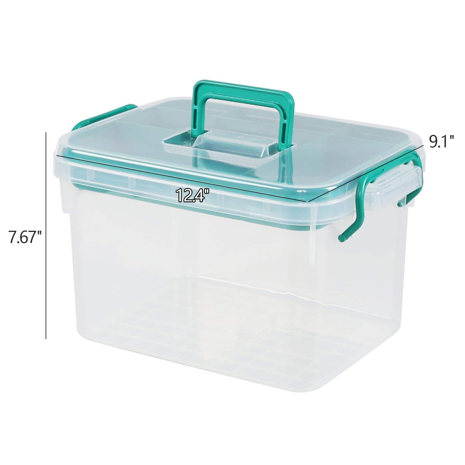 Waikhomes Plastic Divided First Aid Storage Box Kit, Portable Handled Clear