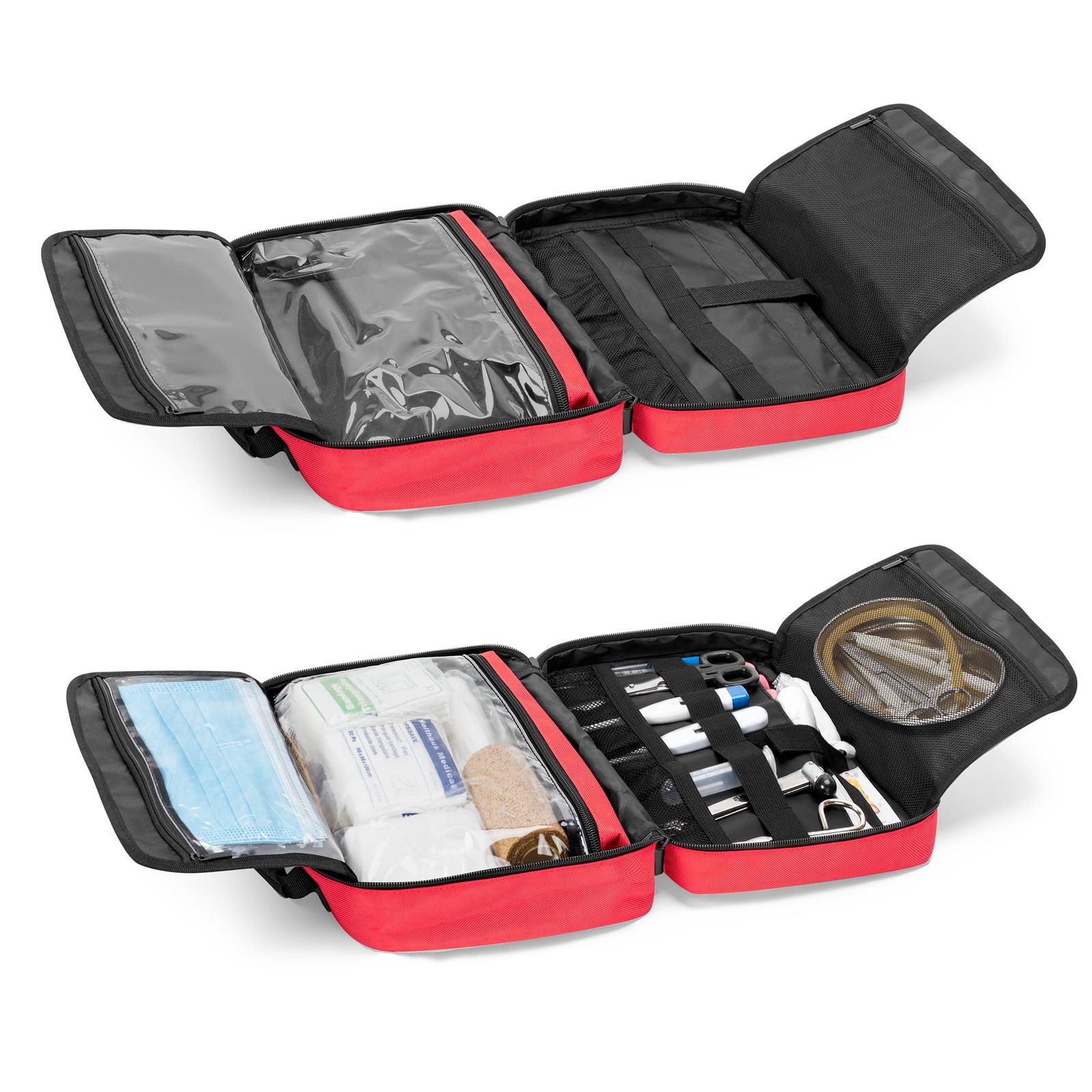 Trunab Portable First Aid Bag Empty, Medical Supplies with 2 Medium, Red