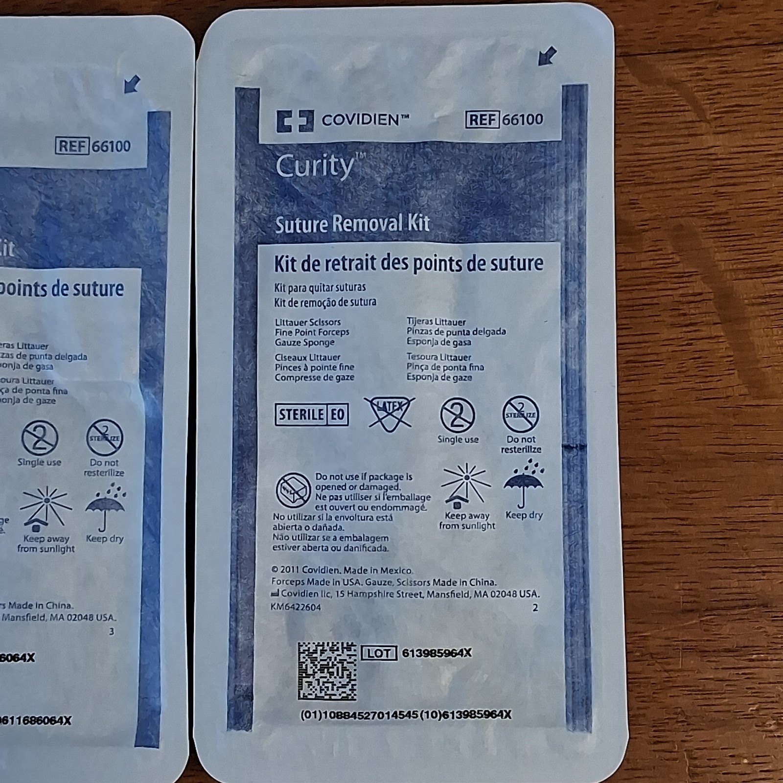 3 Suture Removal Kits, Curity Littauer Scissors, Forceps, Gauze Sponge, Sterile