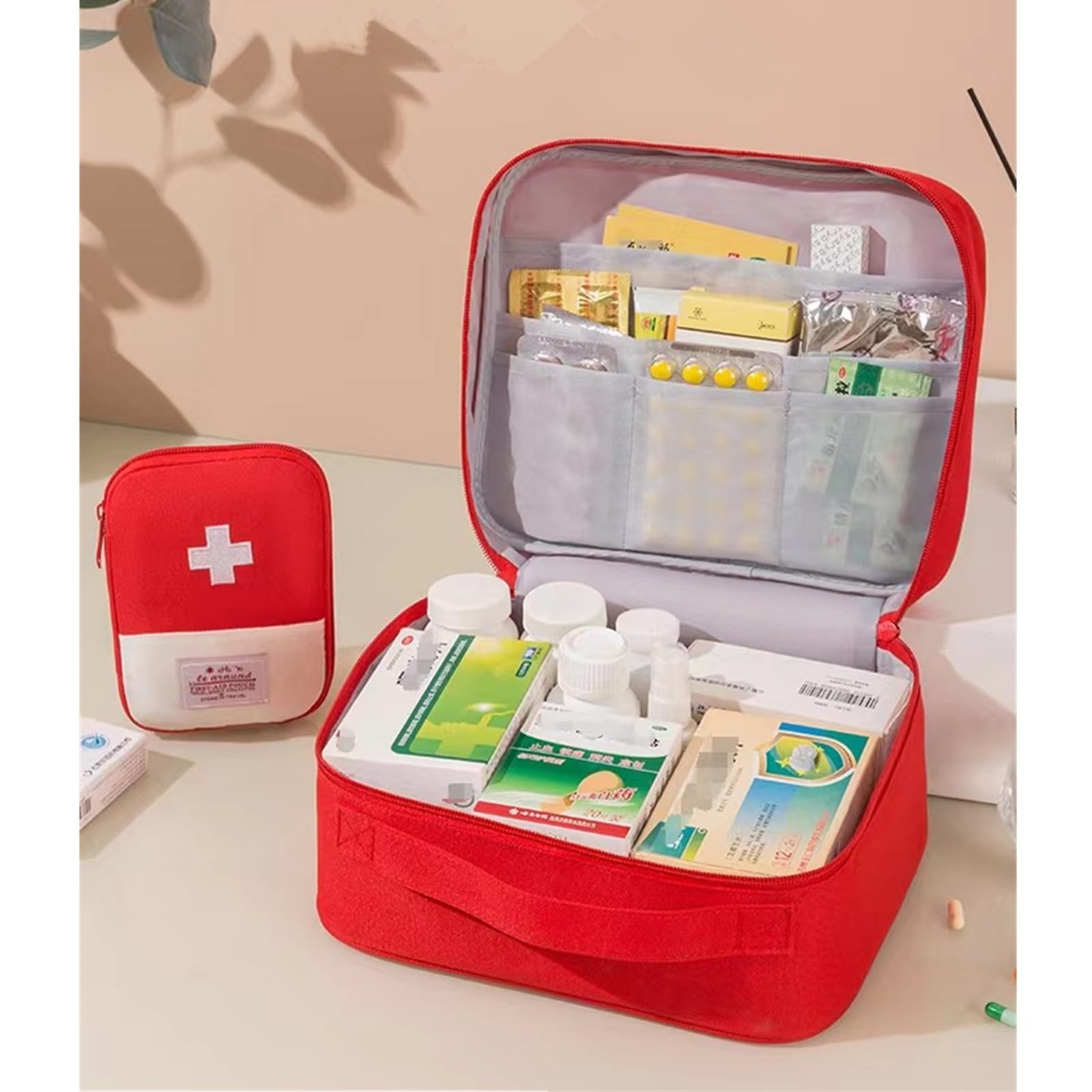 Red First Aid Bag Empty 1st Aid Bag Medical Travel Case First Responder Emerg…