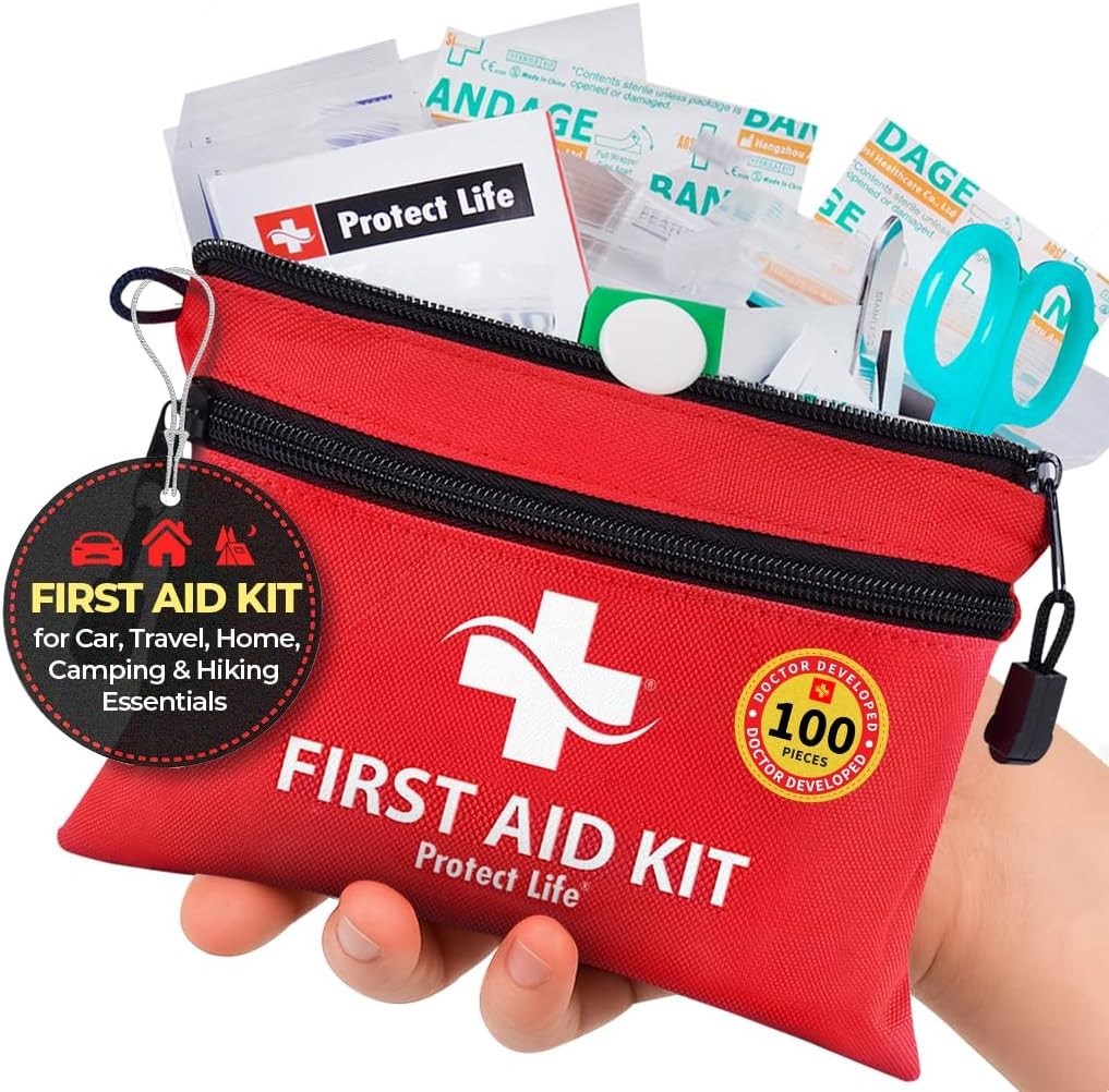 Doctor Developed Mini First Aid Kit, 100 Piece Waterproof Emergency Kit for Car,