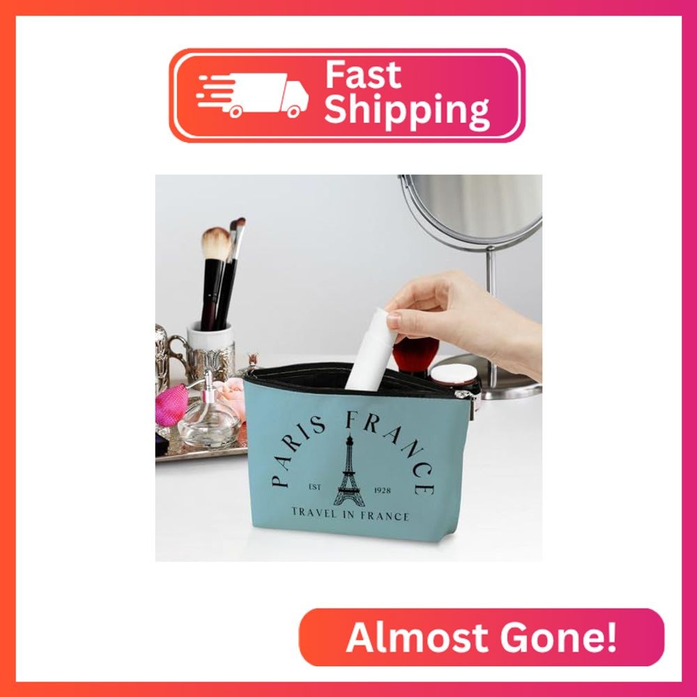 4 Pack Parisian Makeup Bag Paris Gifts for Paris Lover Travel in France Cosmetic