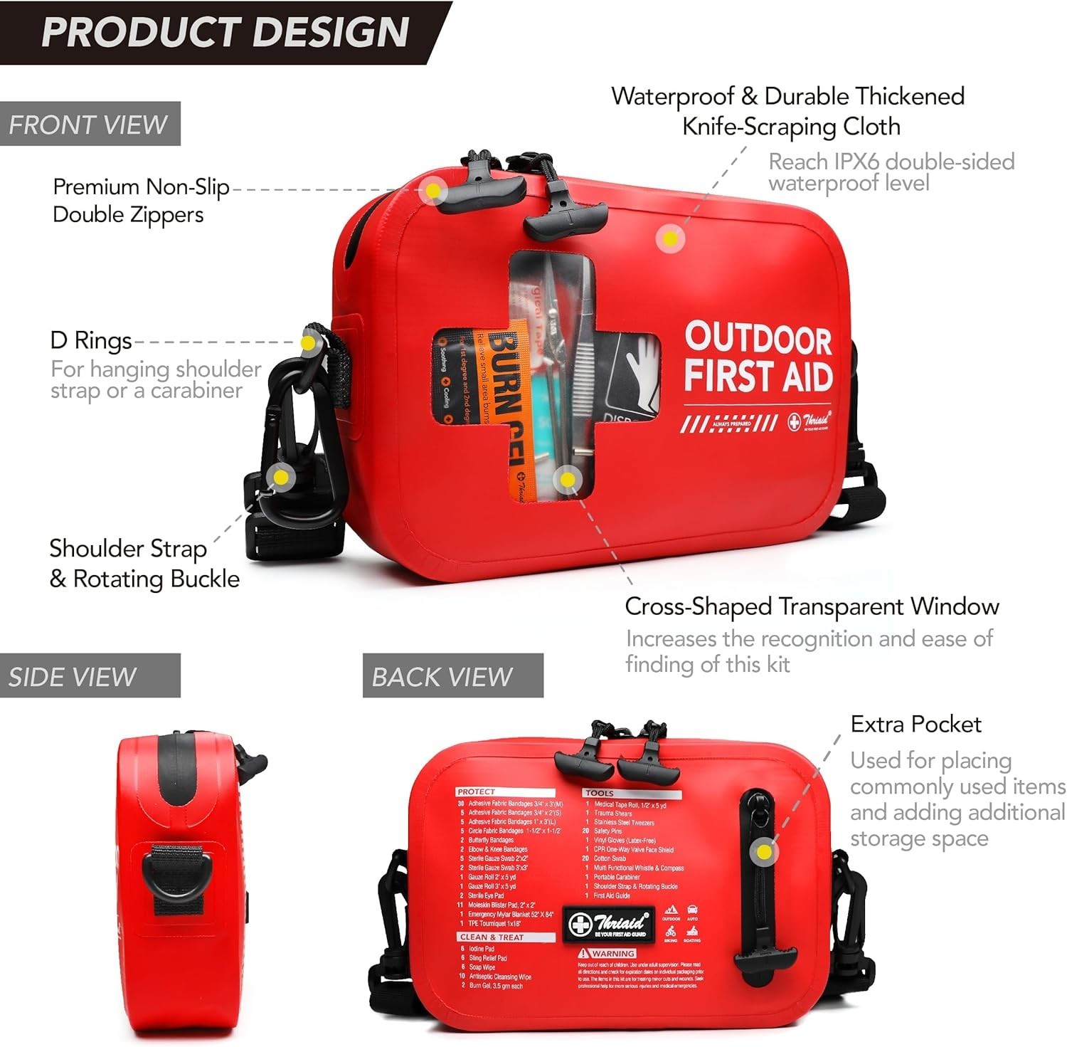 Emergency 152 PCS First Aid Kit in Red – Waterproof & Ready for Any Situation