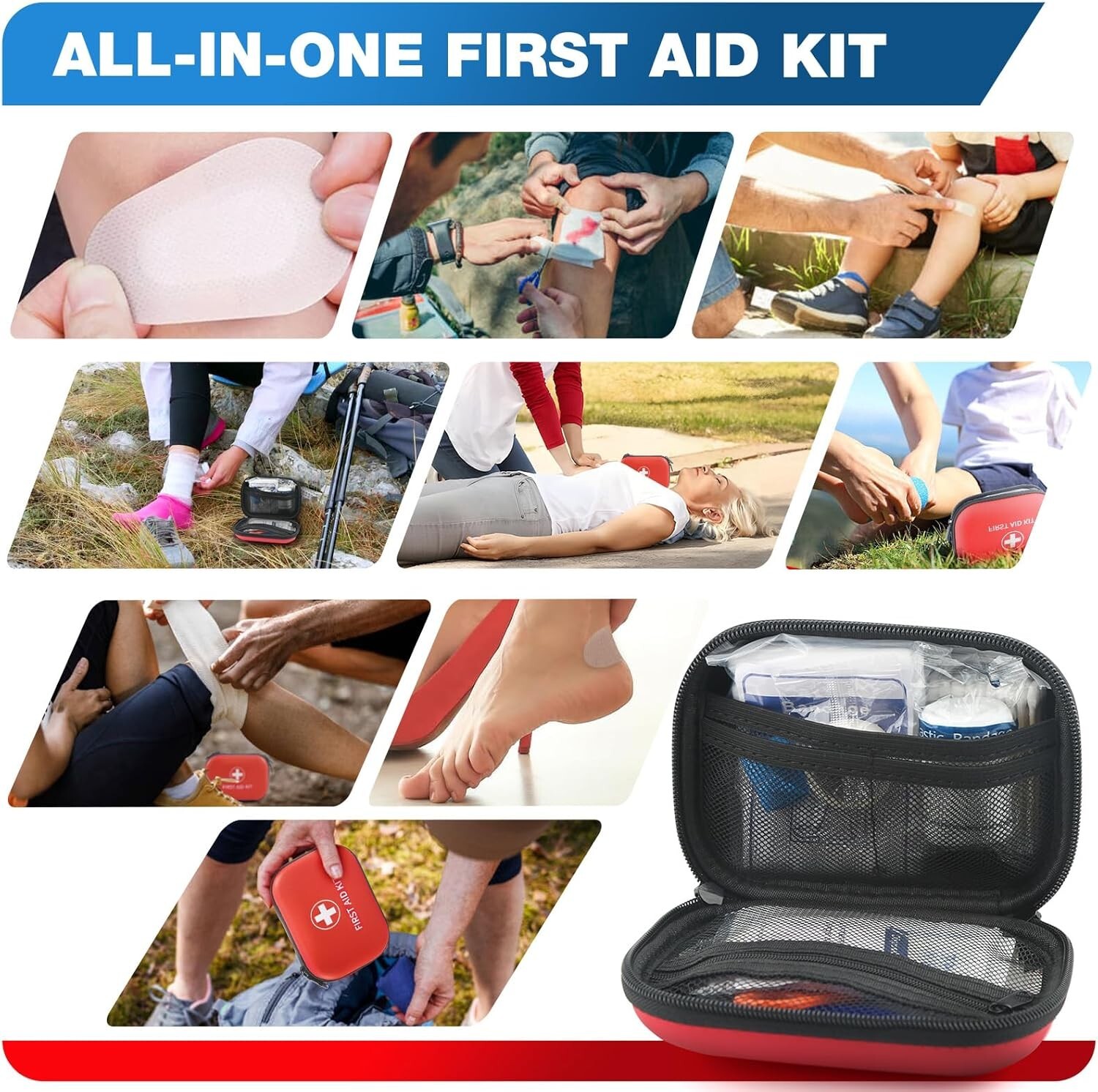 100pc First Aid Kit Bag Emergency Survival Home Travel Camping Hiking boat RV Ca