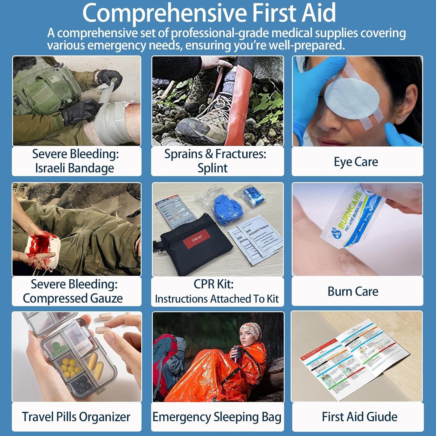 Rip-Resistant 324-Piece First Aid Kit with Color-Coded Compartments – 10.9×7.5”