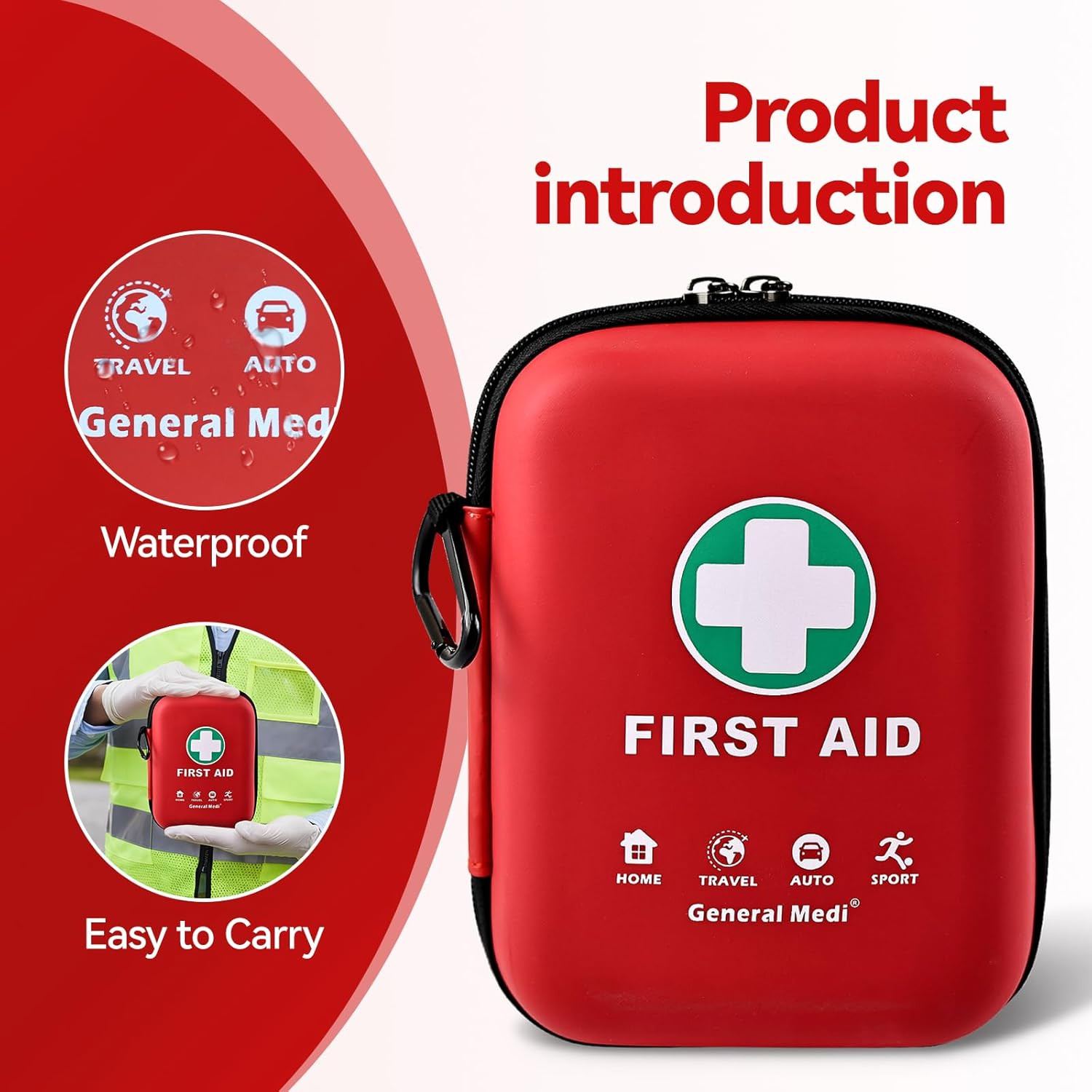 Comprehensive 170-Piece First Aid Kit – Lightweight Hard Case & Eyewash Included