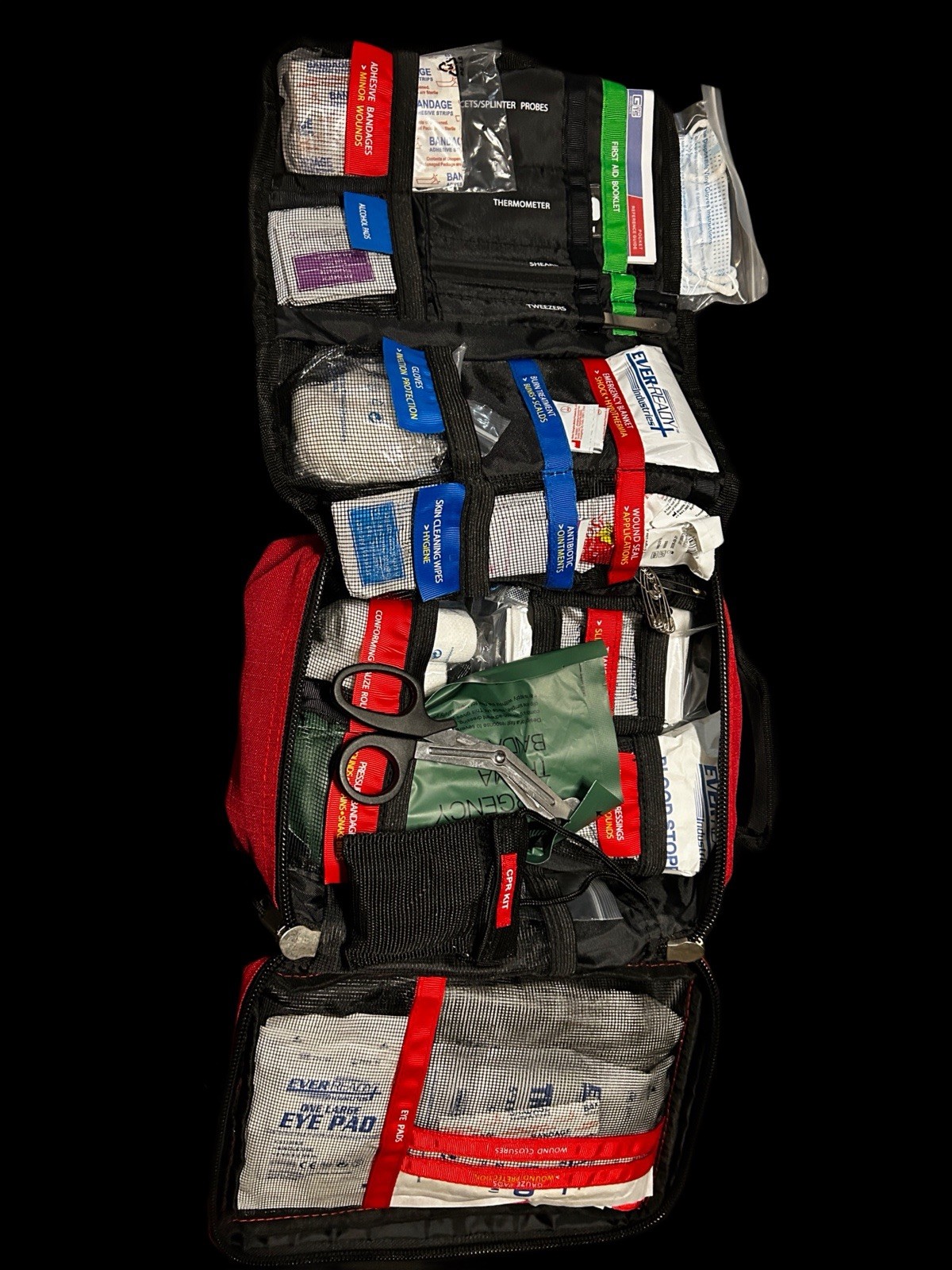 Ever Ready Industries Red First Aid Set Zip Pouch w/ Bandages, Pads, Ointment