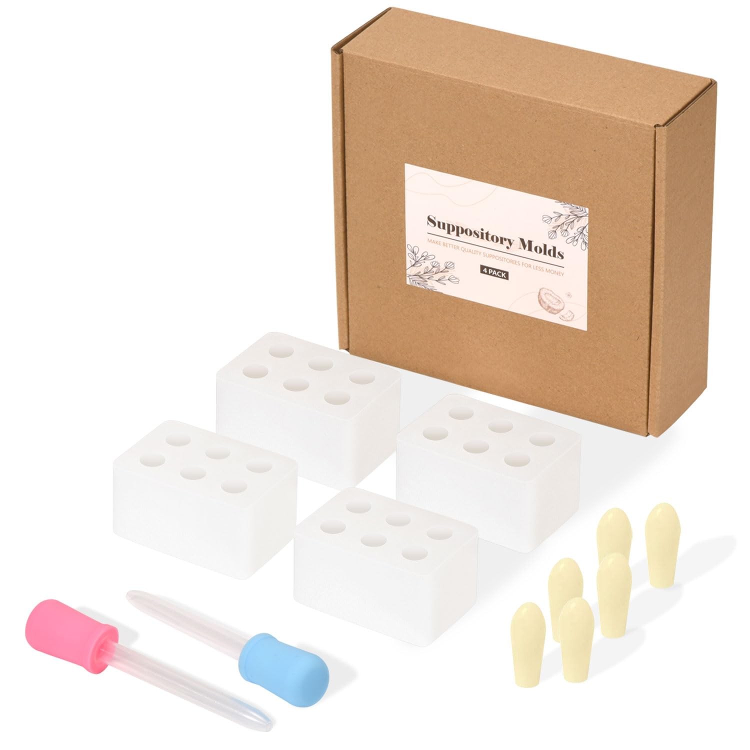 Fukumi Reusable Suppository Molds Kit, 2ML | 4 Mold Transparent