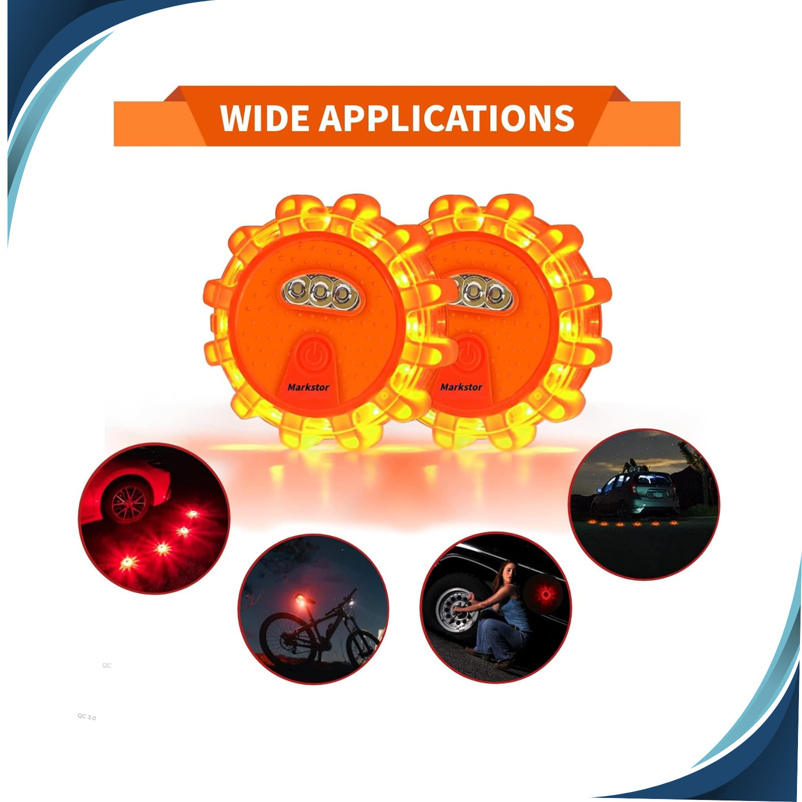 6-Pack LED Road Flare Emergency Kit, Magnetic Safety Light with 9 Flashing Modes