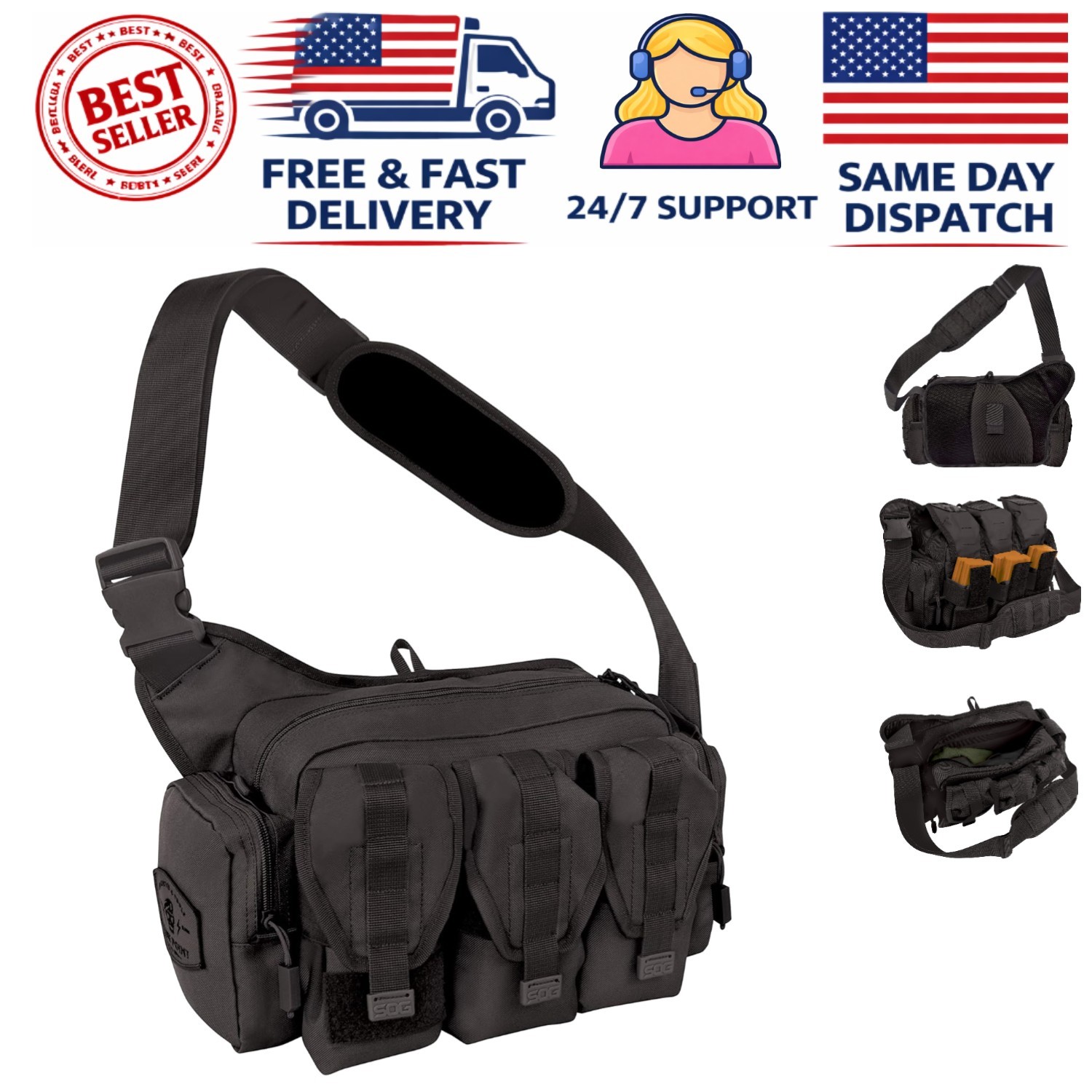 Versatile 11.5L Tactical Messenger Bag for Law Enforcement & Outdoor Adventures