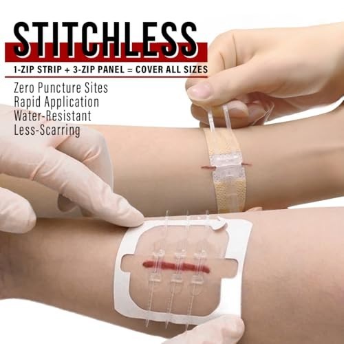 Surgical Zip-Stitch Wound Closure Kit | Sterile Adhesive Butterfly Bandages | Fi