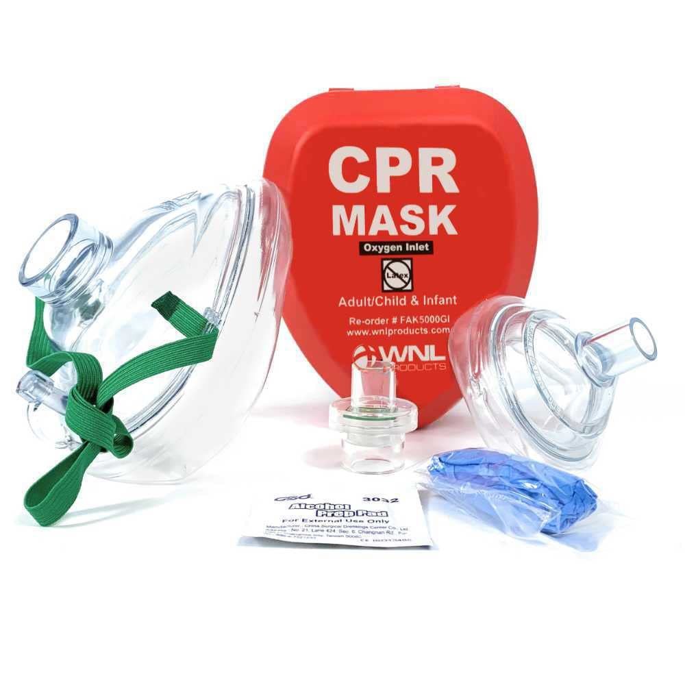 CPR Rescue Mask Kit: Adult/Child/Infant Pocket Resuscitator with Hard Case