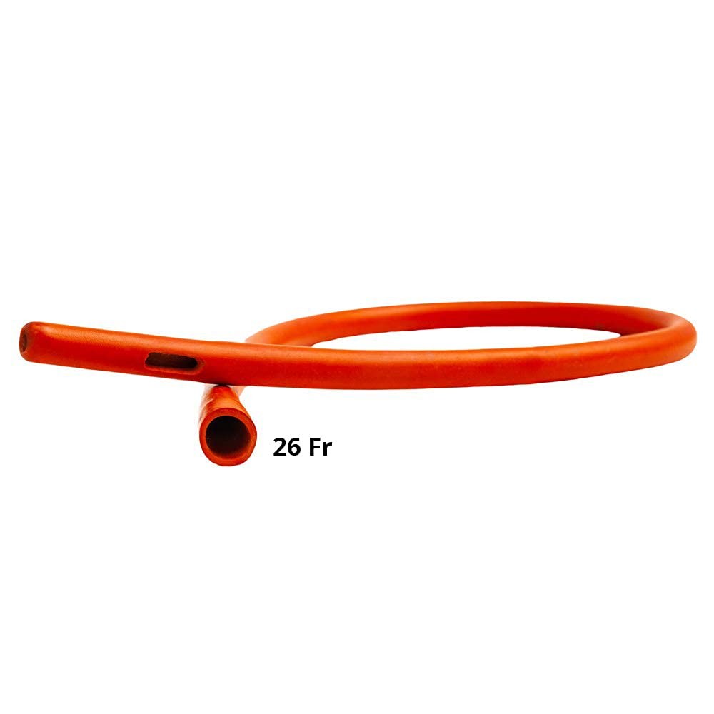 HealthAndYoga™ Enema Rubber Colon Tube – Open End (20” x 26 Fr, Deep Orange